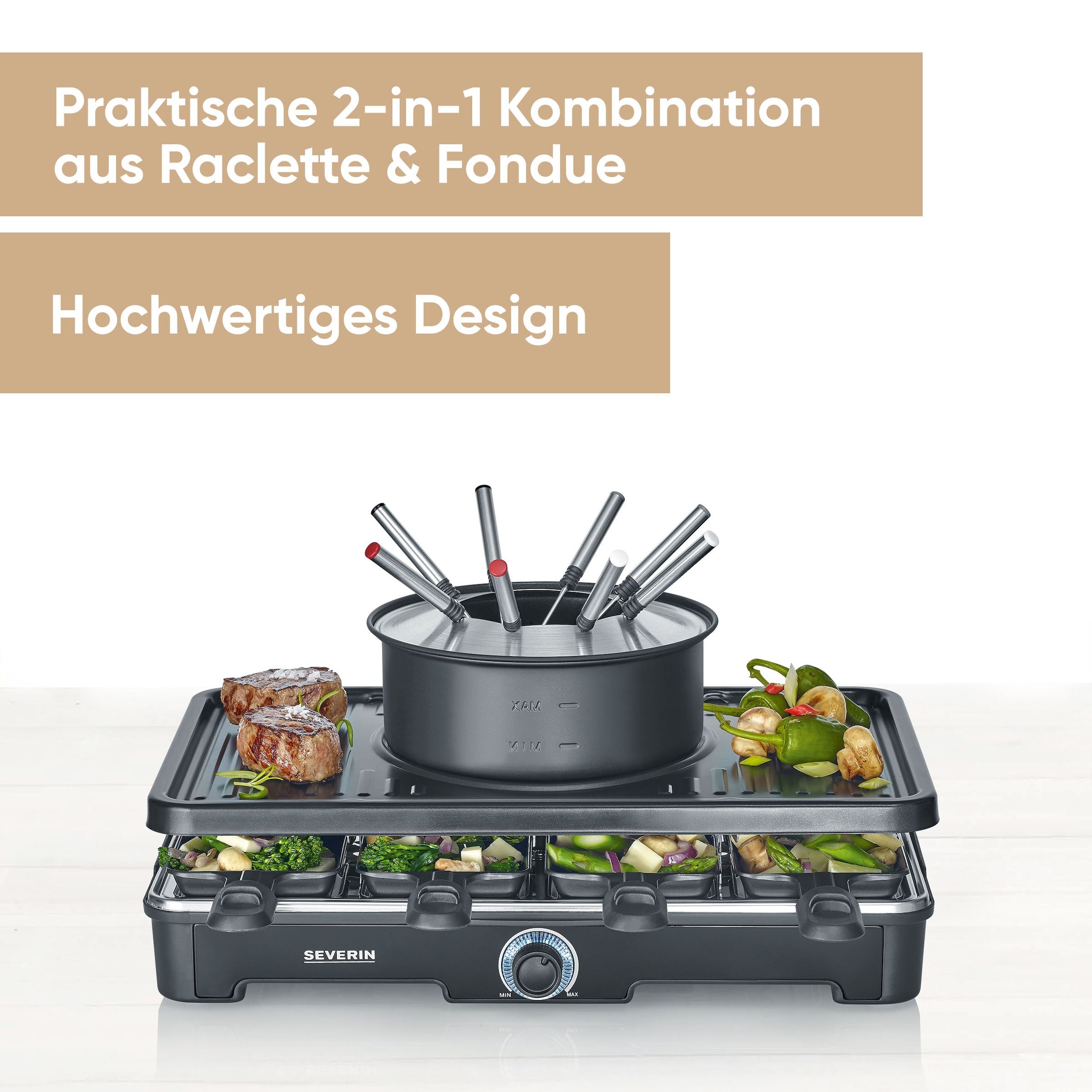 Severin Raclette und Fondue-Set »RG 2347« 8 Stk. Raclettepfännchen 1.400 W
