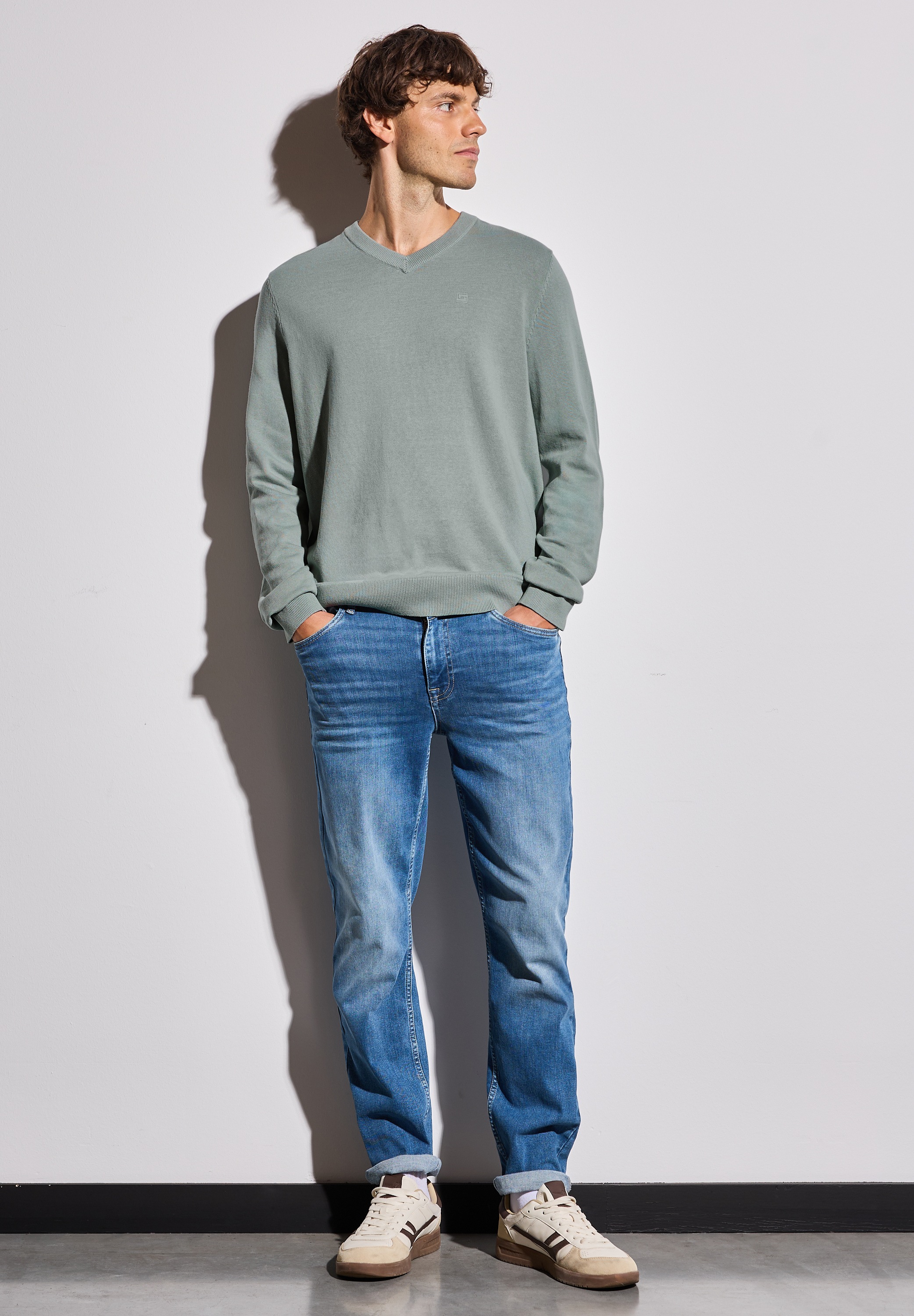 STREET ONE MEN Strickpullover, aus reiner Baumwolle