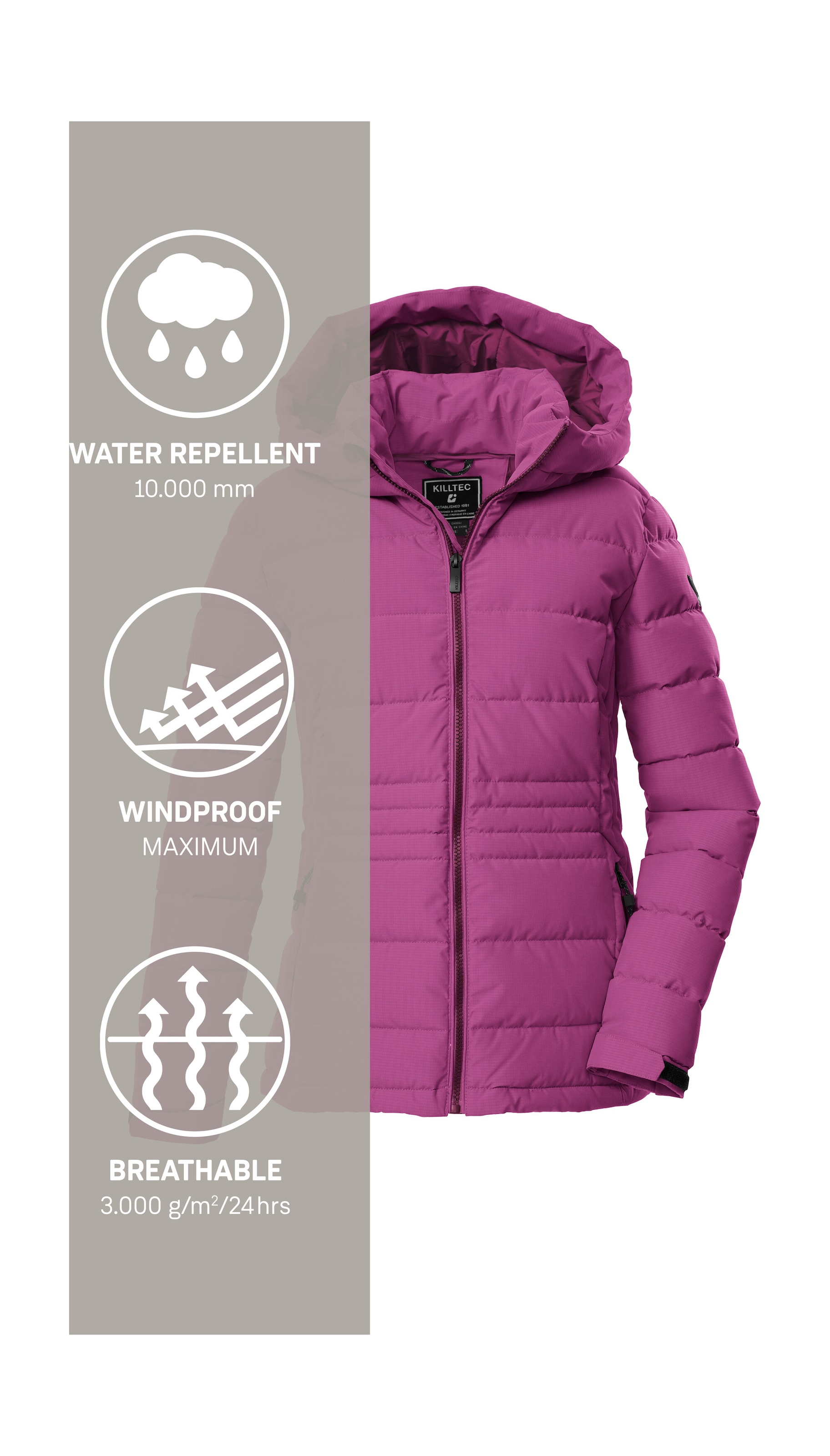Killtec Steppjacke »KOW 10 WMN QLTD JCKT«, Winddichte, wasserabweisende Damen Steppjacke mit verstellbarer Kapuze