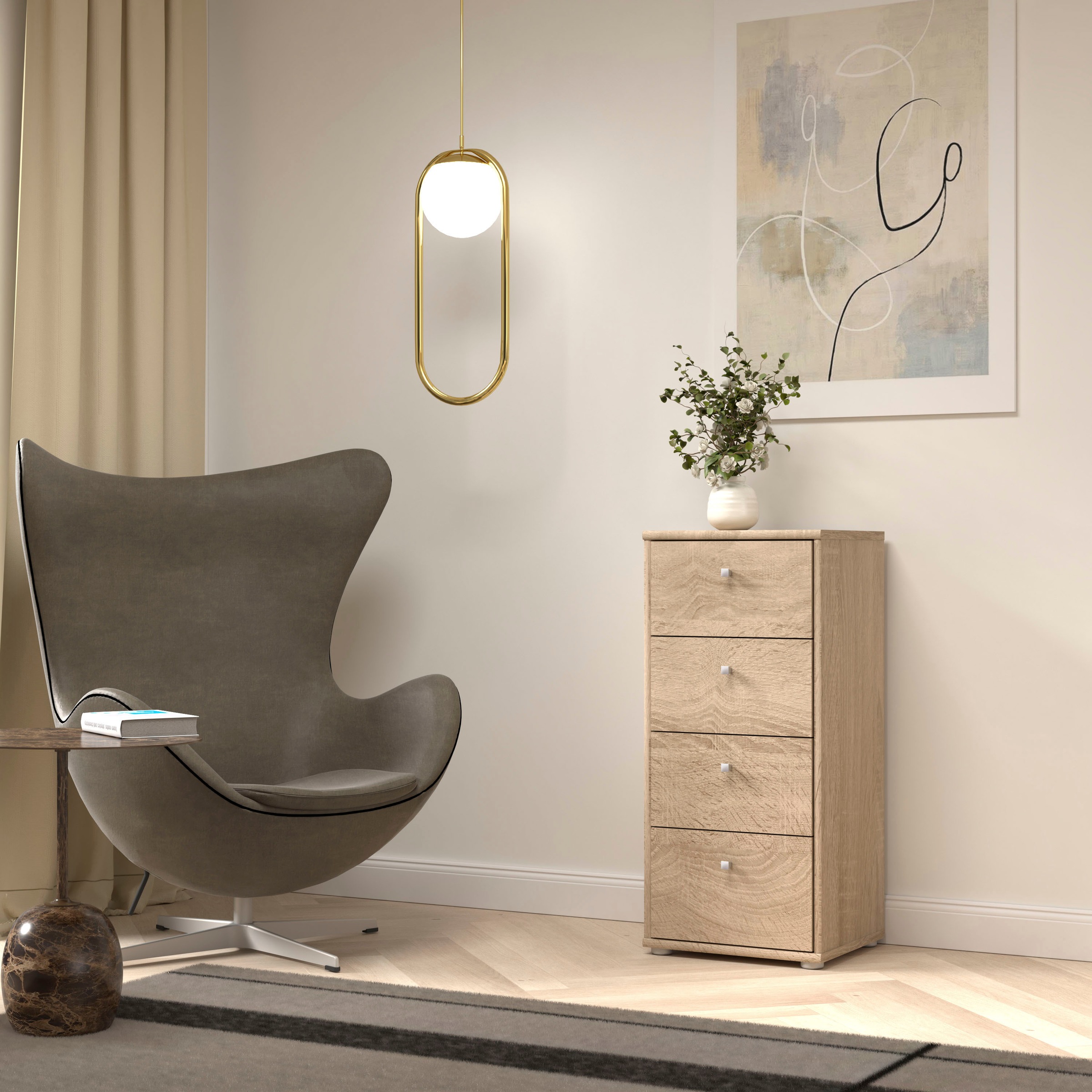 FORTE Kommode "Tempra, Kommode, 4 Schubkästen, Höhe 85,5 cm" Breite 38,6 cm günstig online kaufen