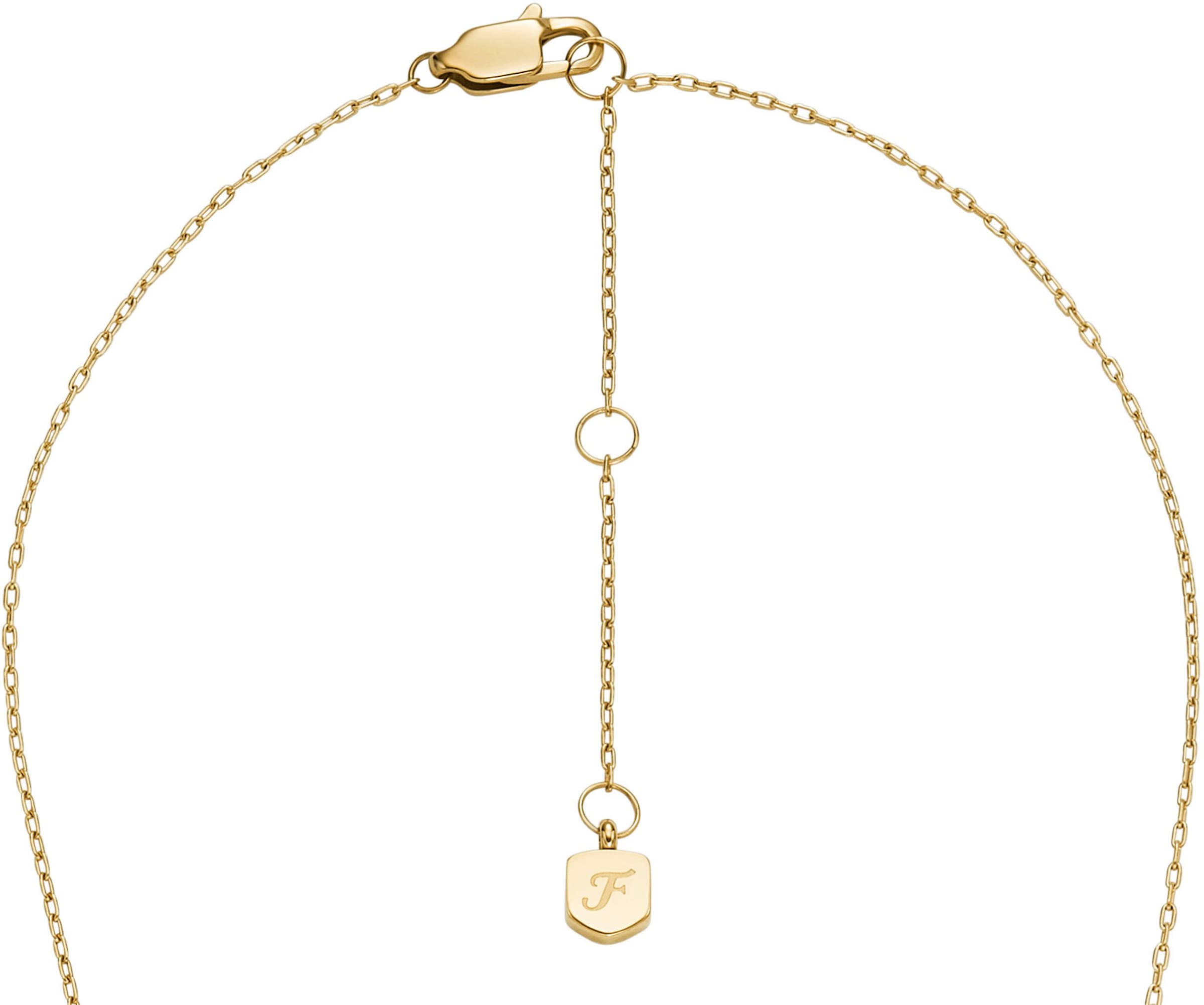 Fossil Kette mit Anhänger »Schmuck Geschenk Edelstahl Halskette Sadie Herz, JF04818710«, mit Glasstein