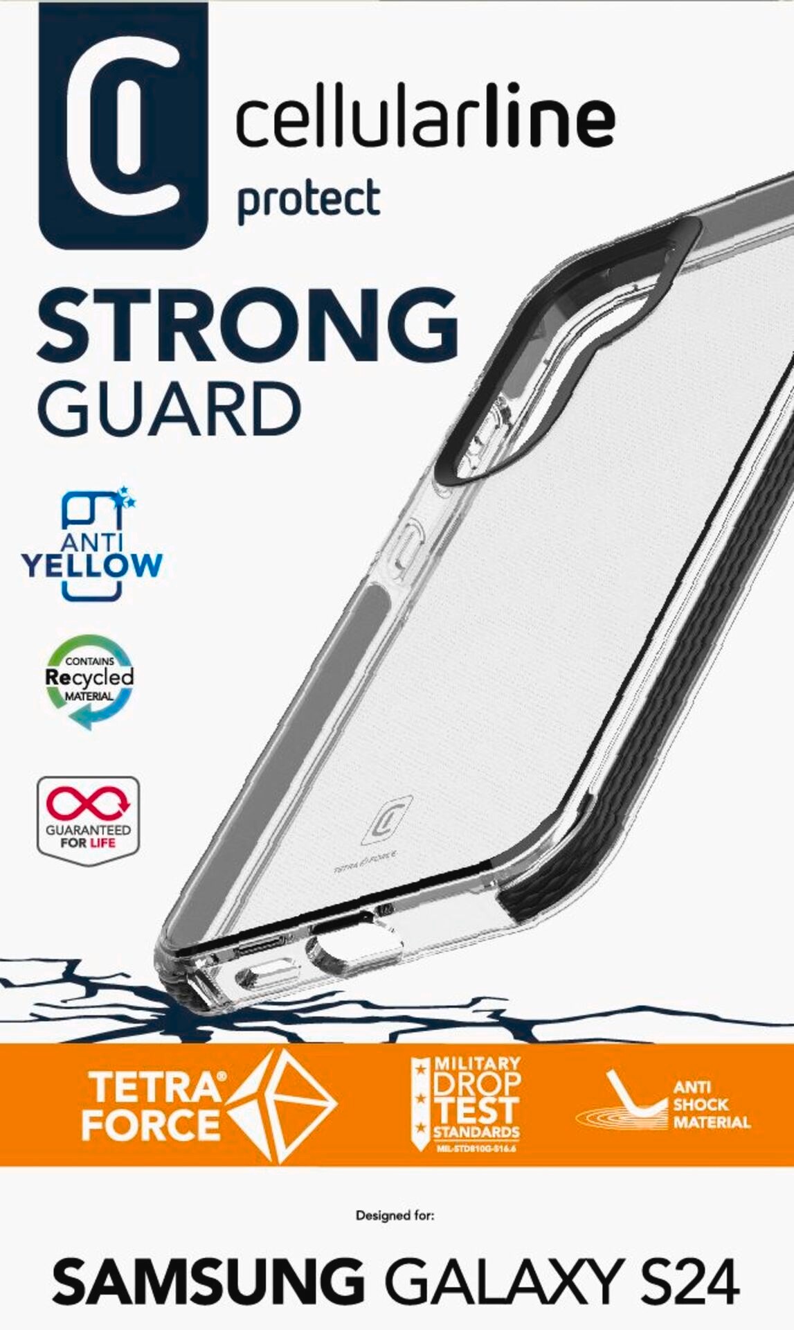 Cellularline Handyhülle »Hard Case Tetra Force für Samsung Galaxy S24«, Handycover Backcover Schutzhülle Handyschutzhülle stoßfest kratzfest