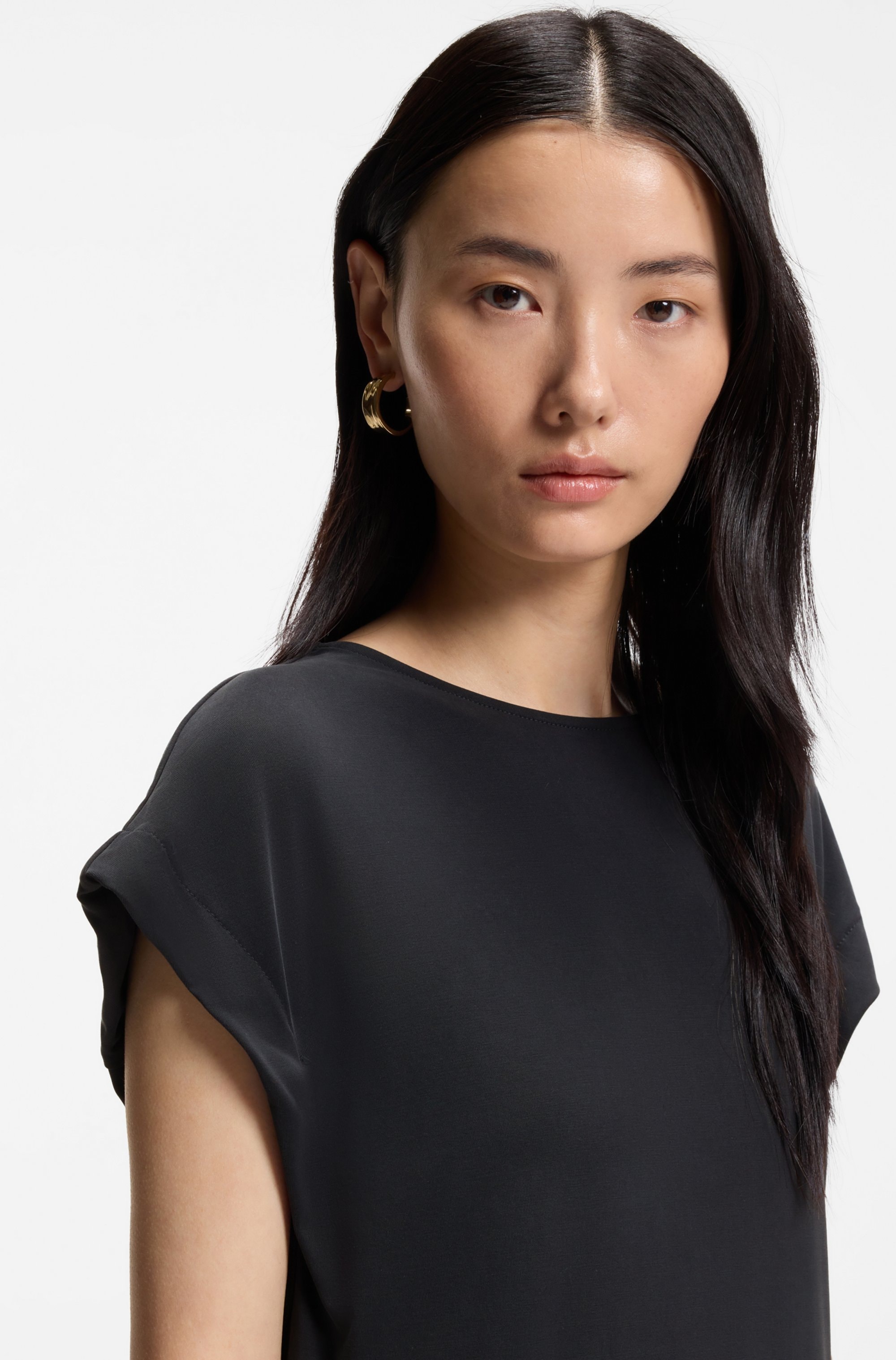 BOSS ORANGE Midikleid »Endra Premium Damenmode« mit Knotendetail, gerade geschnitten