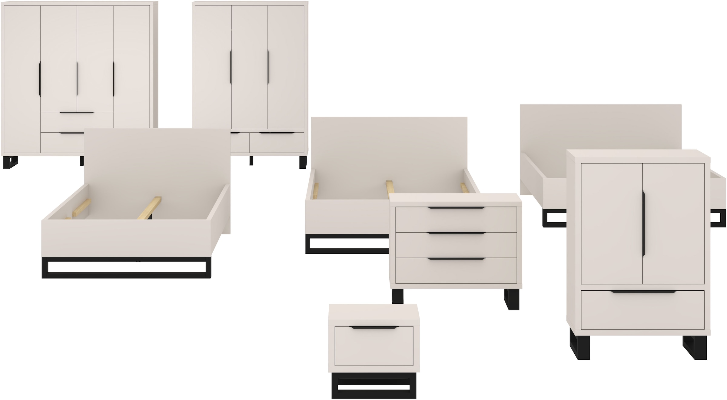 Home affaire Nachtkommode »Bronne,Breite 55 cm, Nachttisch mit 1 Schublade« Moderner Nachtschrank mit Kufen in Metalloptik, Metallgriff