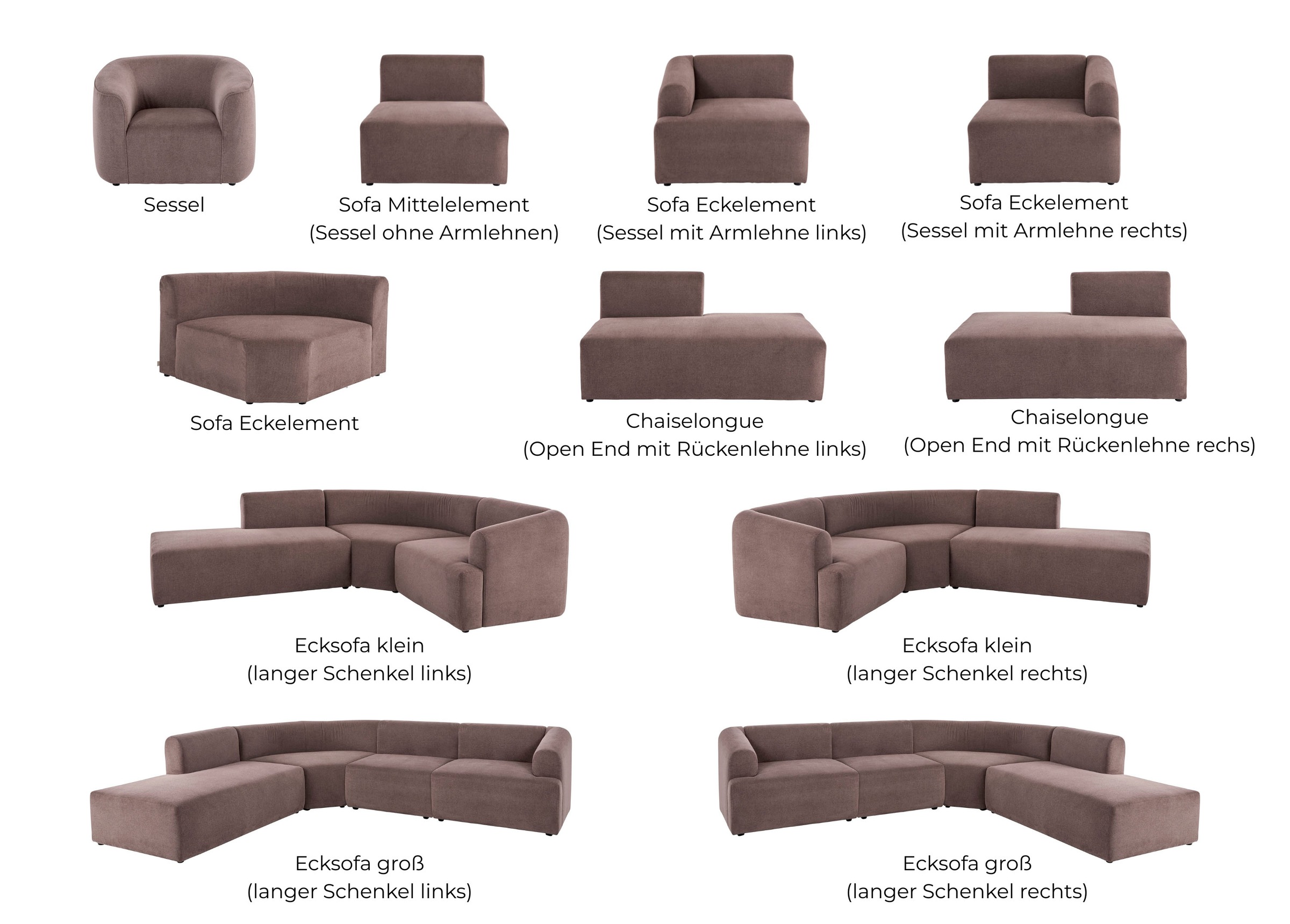 Thumbnail - LeGer Home by Lena Gercke Sofa-Eckelement "LYZA mit gerundeter Rückenlehne, Maße B/T/H: 122/104/74 cm" als Modul oder se...