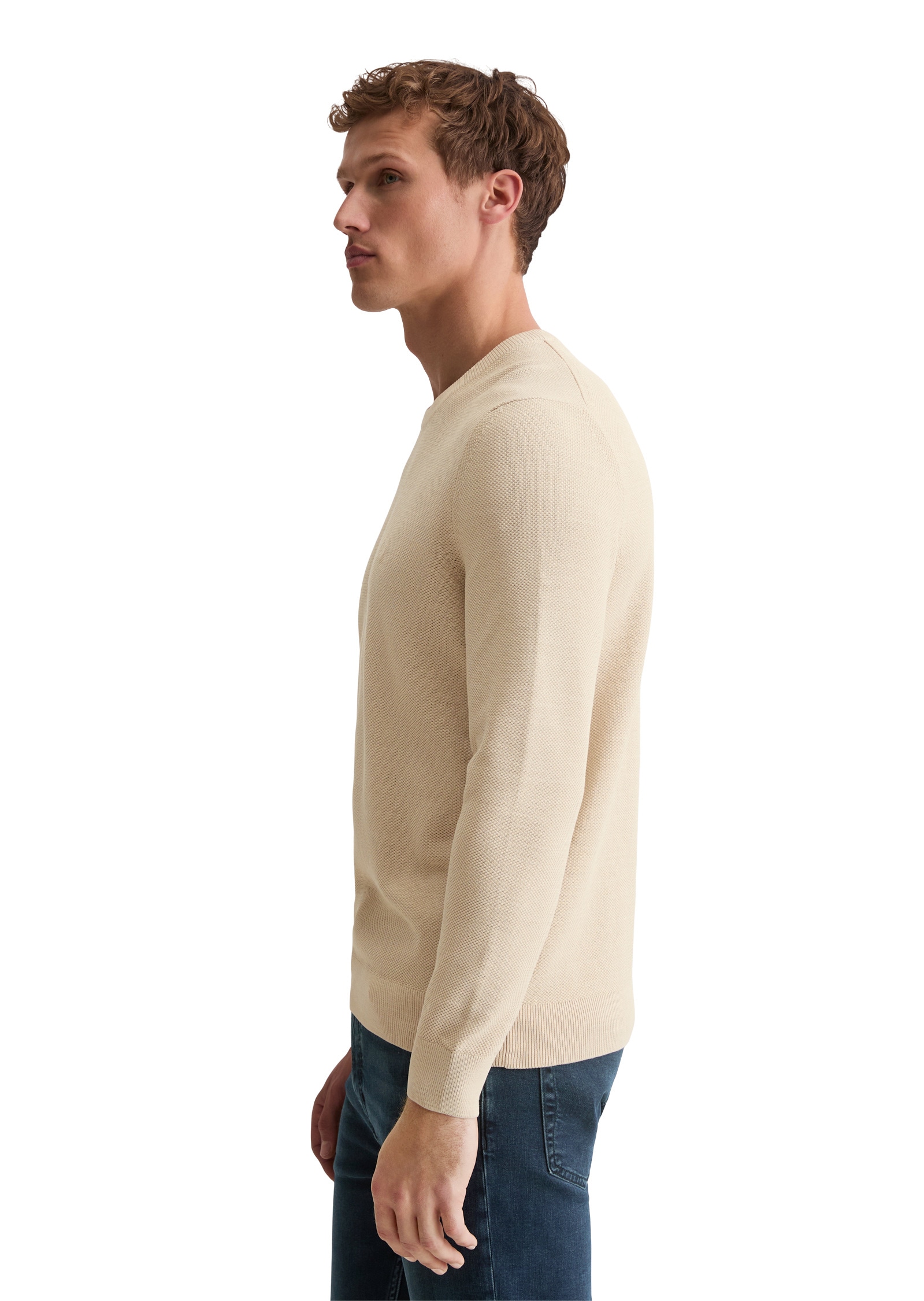 Marc O'Polo Rundhalspullover »mit feiner Piqué-Struktur«