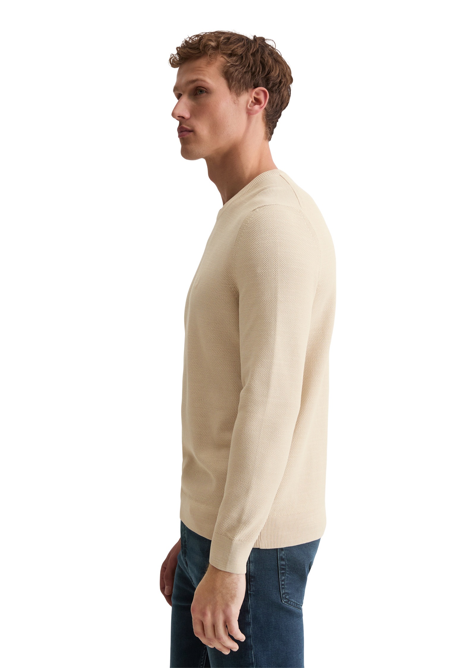 Marc OPolo Rundhalspullover "mit feiner Piqué-Struktur" günstig online kaufen