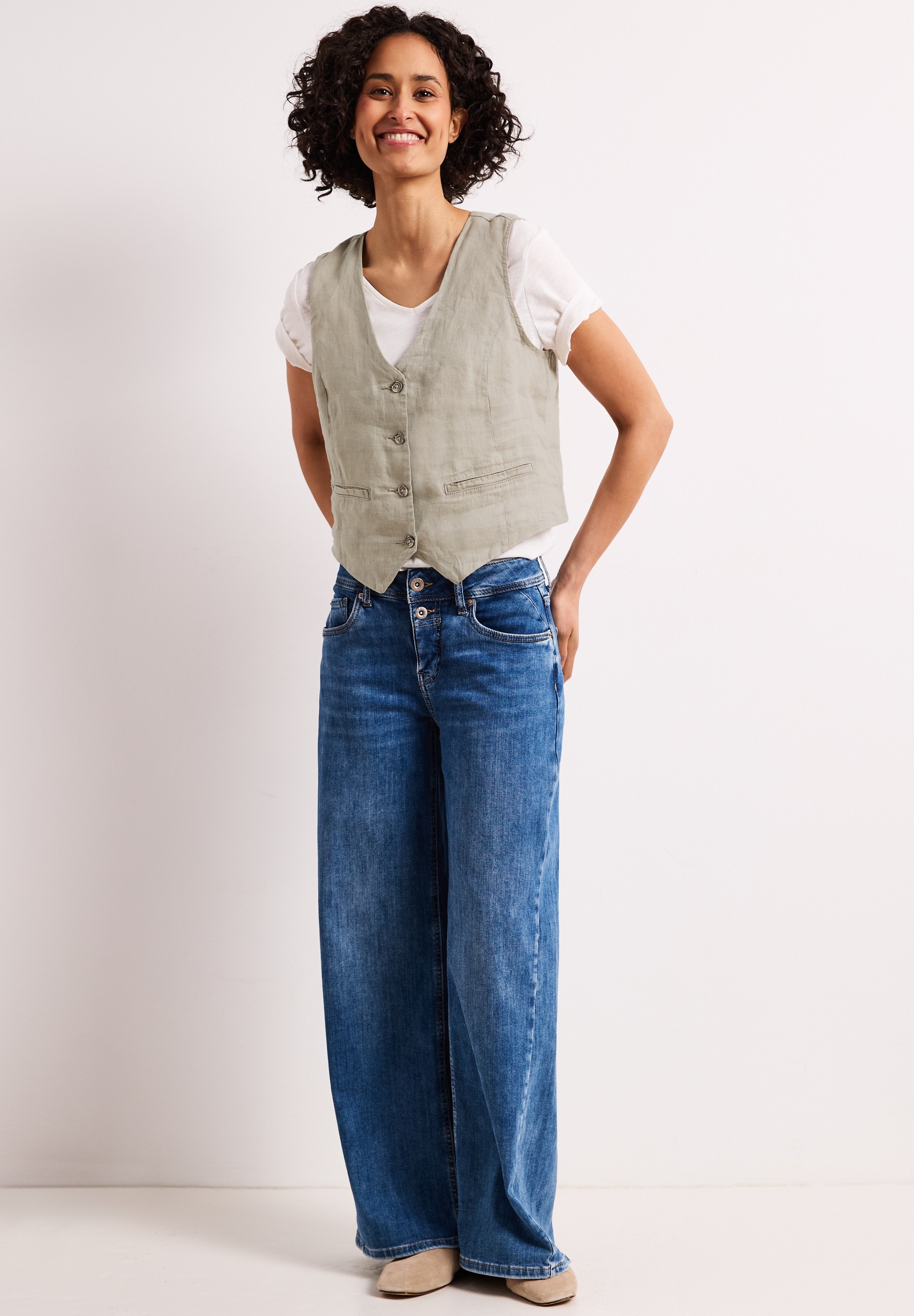 STREET ONE Kurzweste aus Leinen