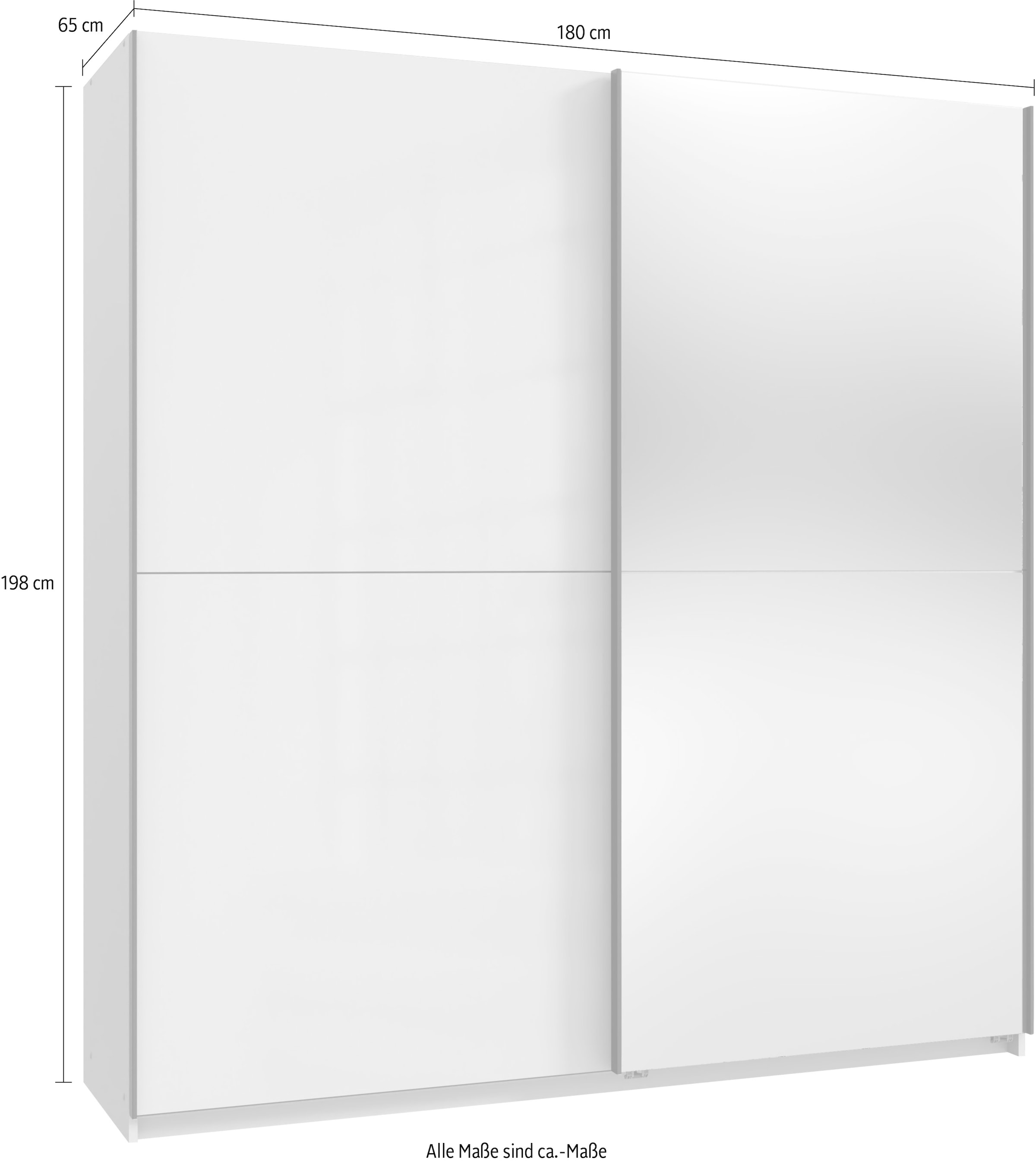 Wimex Kleiderschrank »Mugano, B/T/H 135 oder 180/65/198cm, Made in Germany«, (wähle Deine Ausstattung: Basic oder Premium!), 2 Schwebetüren mit oder ohne Spiegel, Metallgriffe