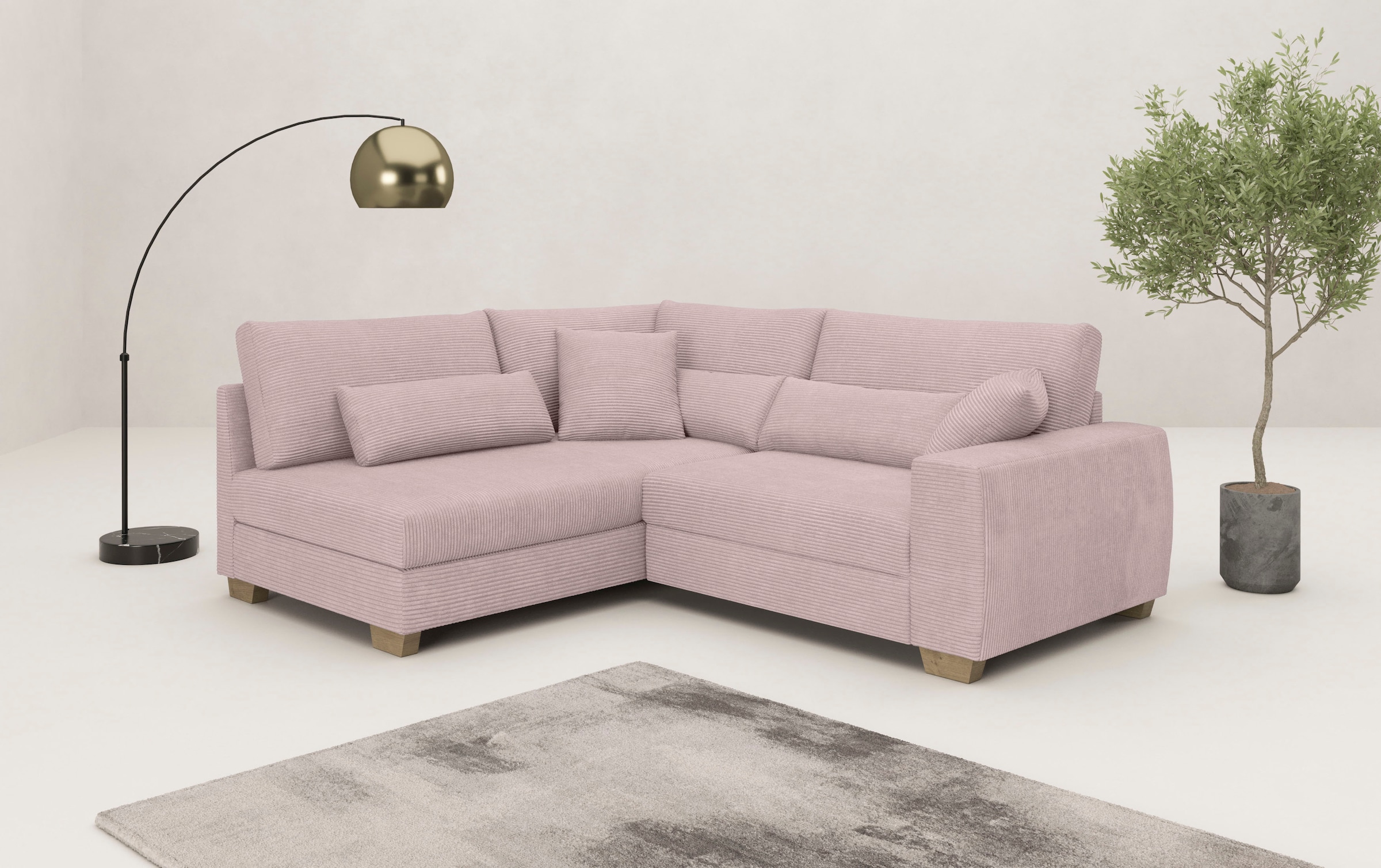 Mr. Couch Ecksofa "Hilla L-Form" Mit Federkern, wahlweise mit Bettfunktion günstig online kaufen