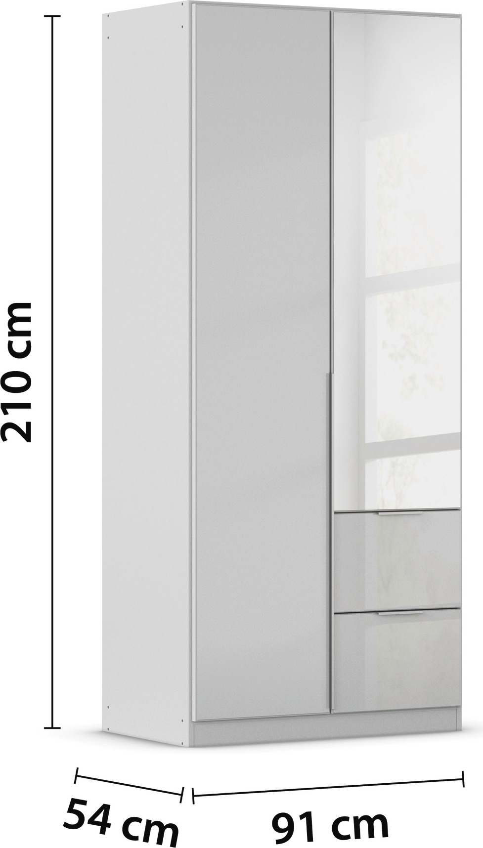 rauch Drehtürenschrank »Kleiderschrank Kleiderschränke Schrank Garderobe AGORDO mit Glasfront«, (in zwei Griff-Farben mit Glasfront), mit Außenschubkästen, in 6 Breiten und 2 Höhen MADE IN GERMANY