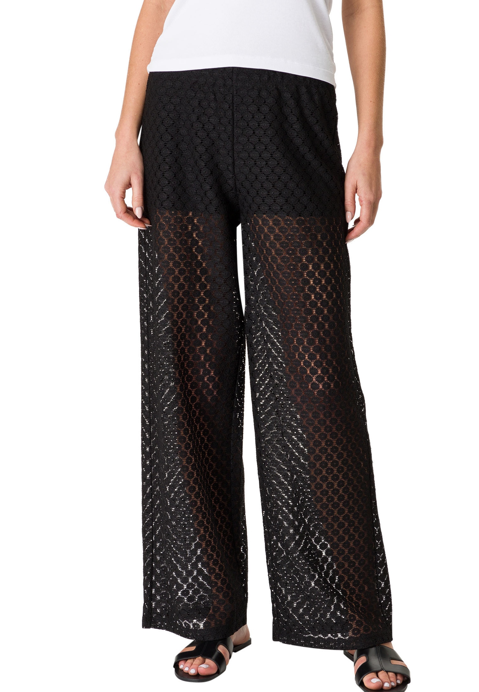 Zero Stoffhose »zero Hose transparent mit Spitze«, Lochmuster