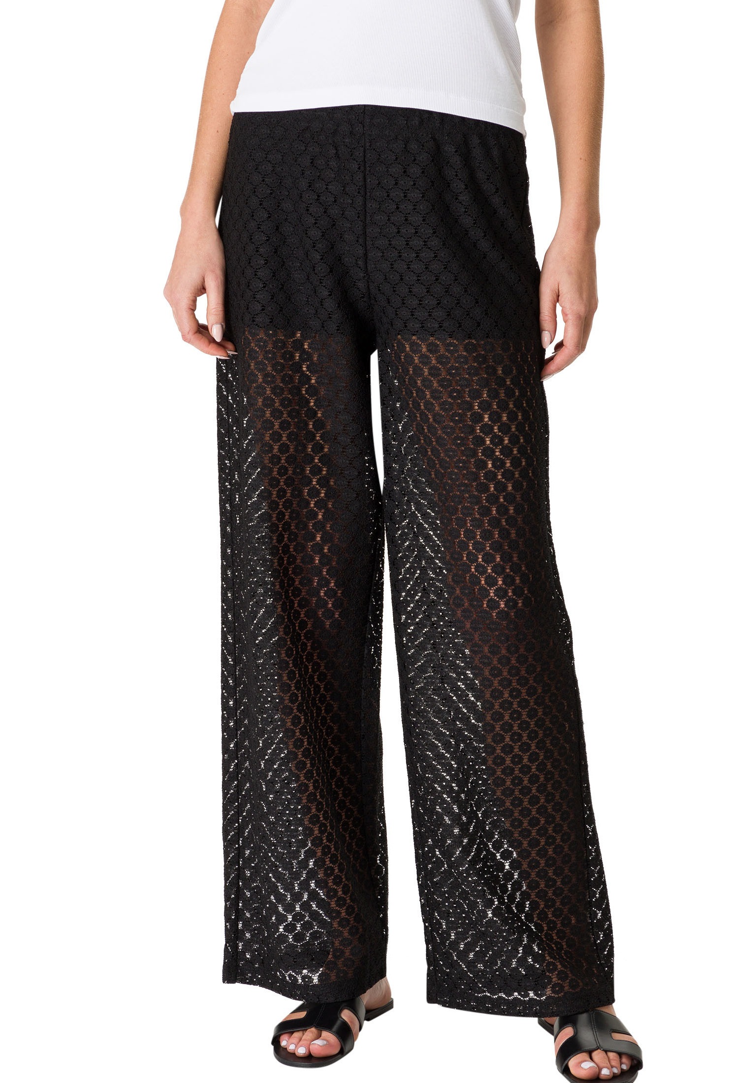 Zero Stoffhose "zero Hose transparent mit Spitze", Lochmuster