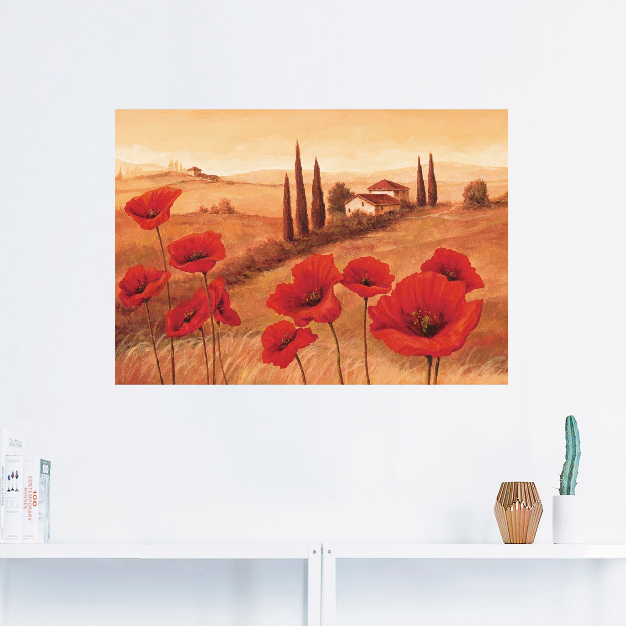 Artland Wandbild »Mohnblumen in der Toskana«, Europa, (1 St.), als Leinwandbild, Poster, Wandaufkleber in verschied. Größen