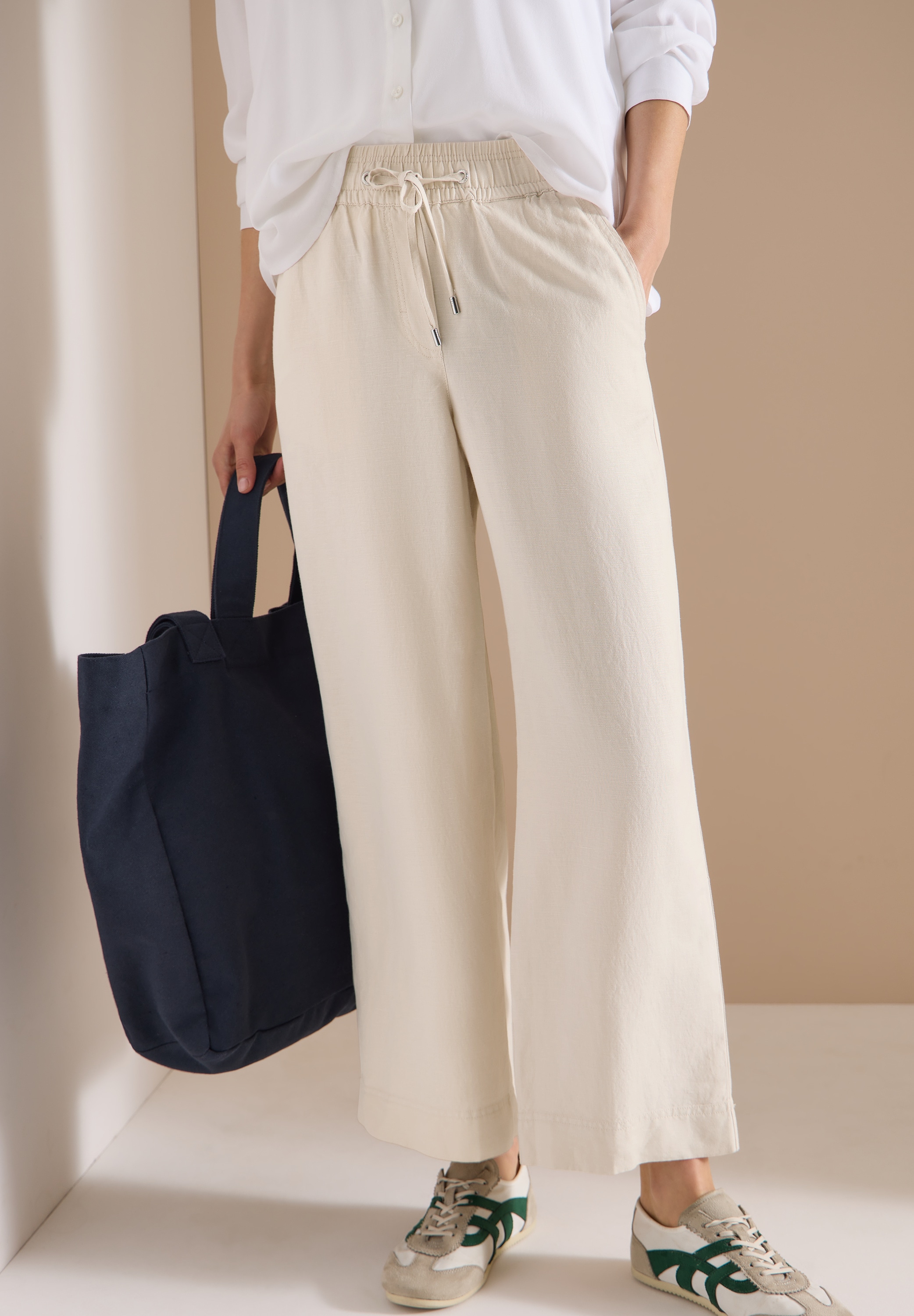 Cecil Stoffhose "Style Neele" mit Gummizug und aus Leinen-Viskose-Mix