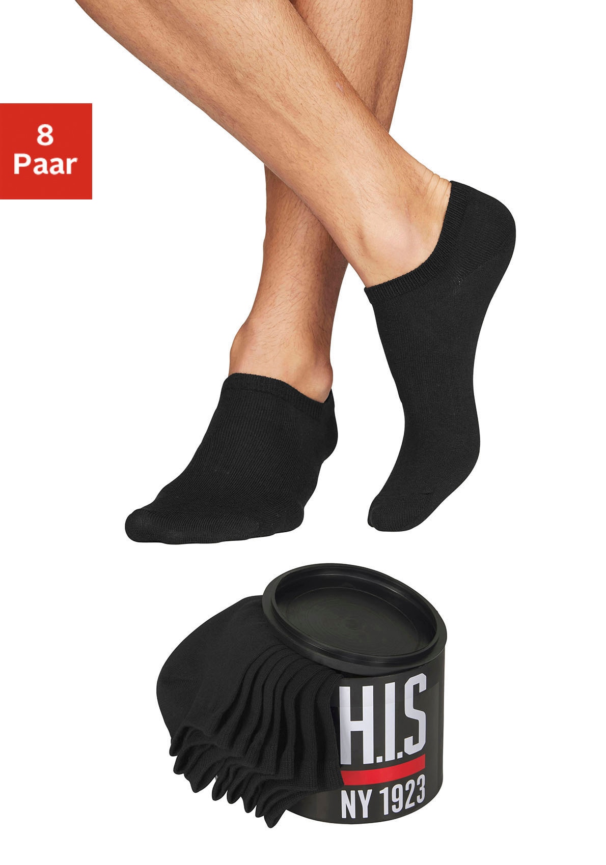 H.I.S Sneakersocken "Basic Damen & Herren Unisex, für Business & Freizeit" Dose, 8 Stk. tlg. in der Geschenkdose