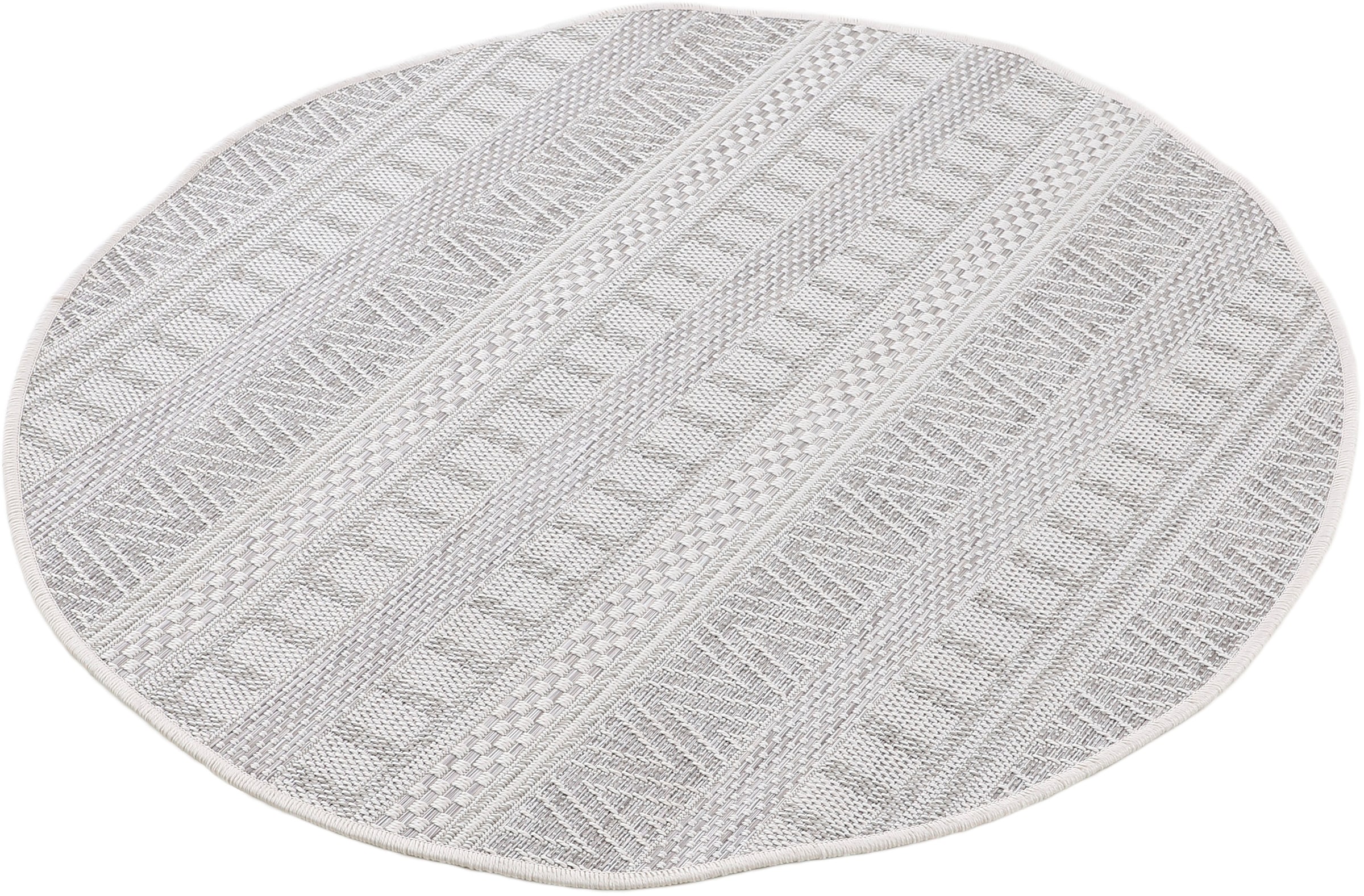 carpetfine Teppich »Boho 100«, rund, 4 mm Höhe, robustes Flachgewebe, Sisal Optik, UV-beständig, Außenbereich