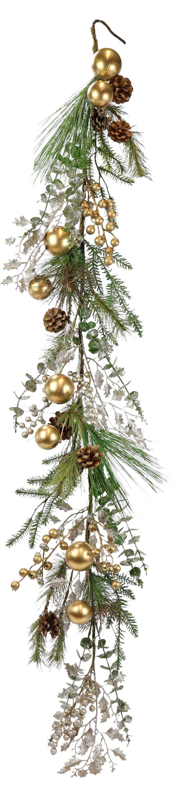 Kunstgirlande »Weihnachtsgirlande Kugeln/Zapfen/Tanne«, Girlande Tannengirlande...