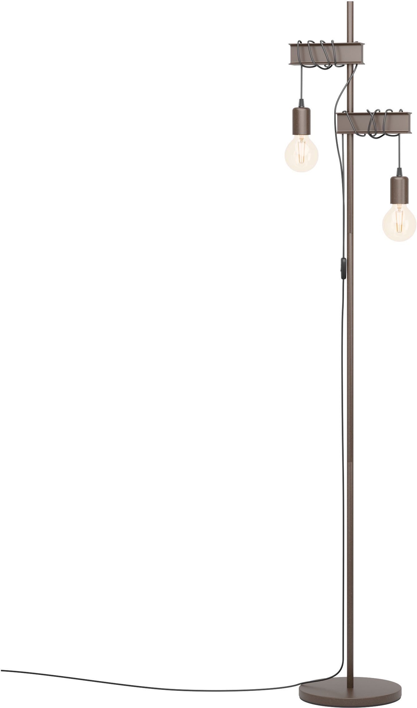 EGLO Stehlampe »TOWNSHEND 4«, Stehleuchte in braun und schwarz aus Stahl - exkl. E27 - 2X10W