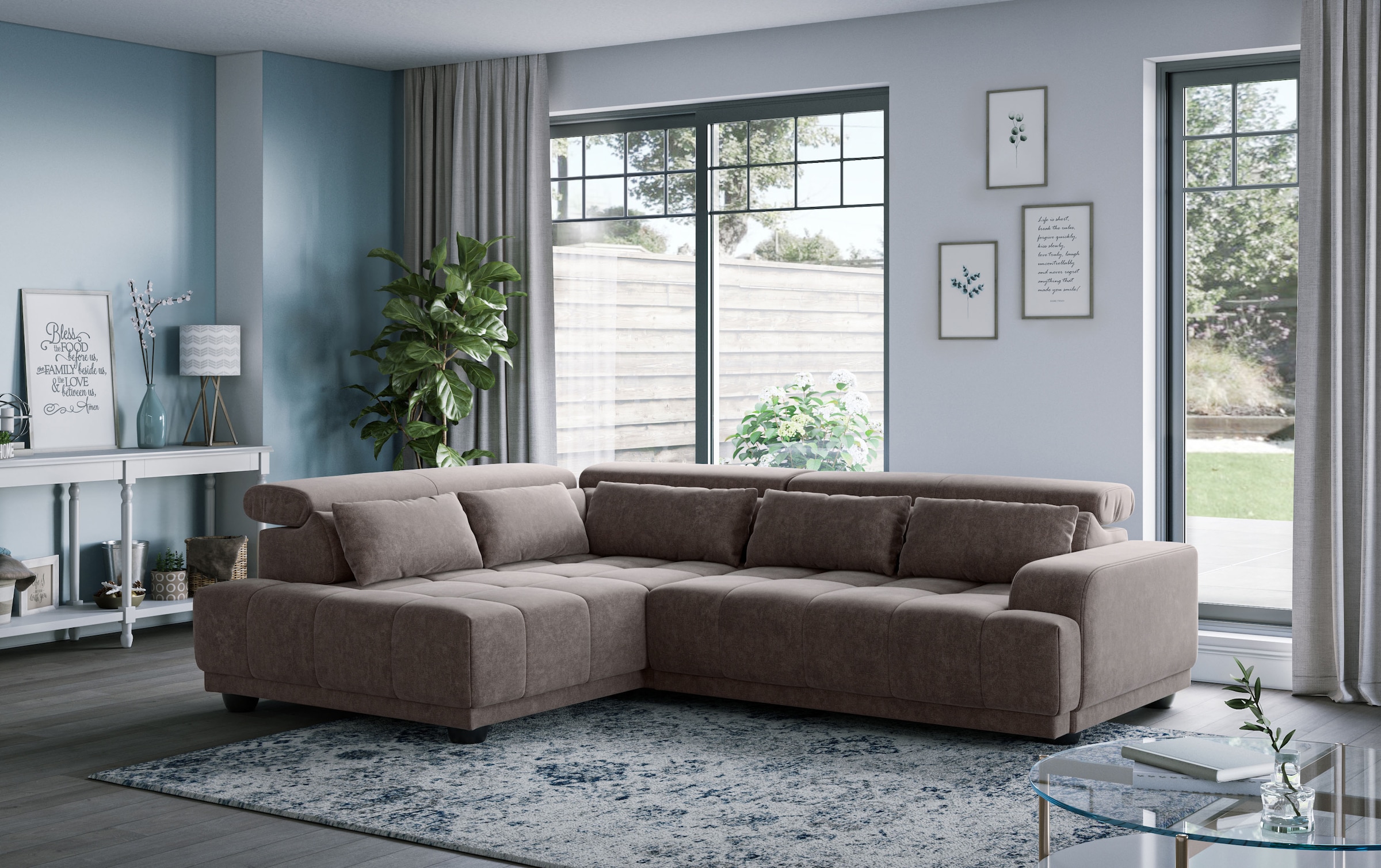 OTTO home Ecksofa "Jade L Form, Breite: 270 cm, mit Kopfteilverstellung & Nierenkissen" optional elektr. Sitztiefenverstellung