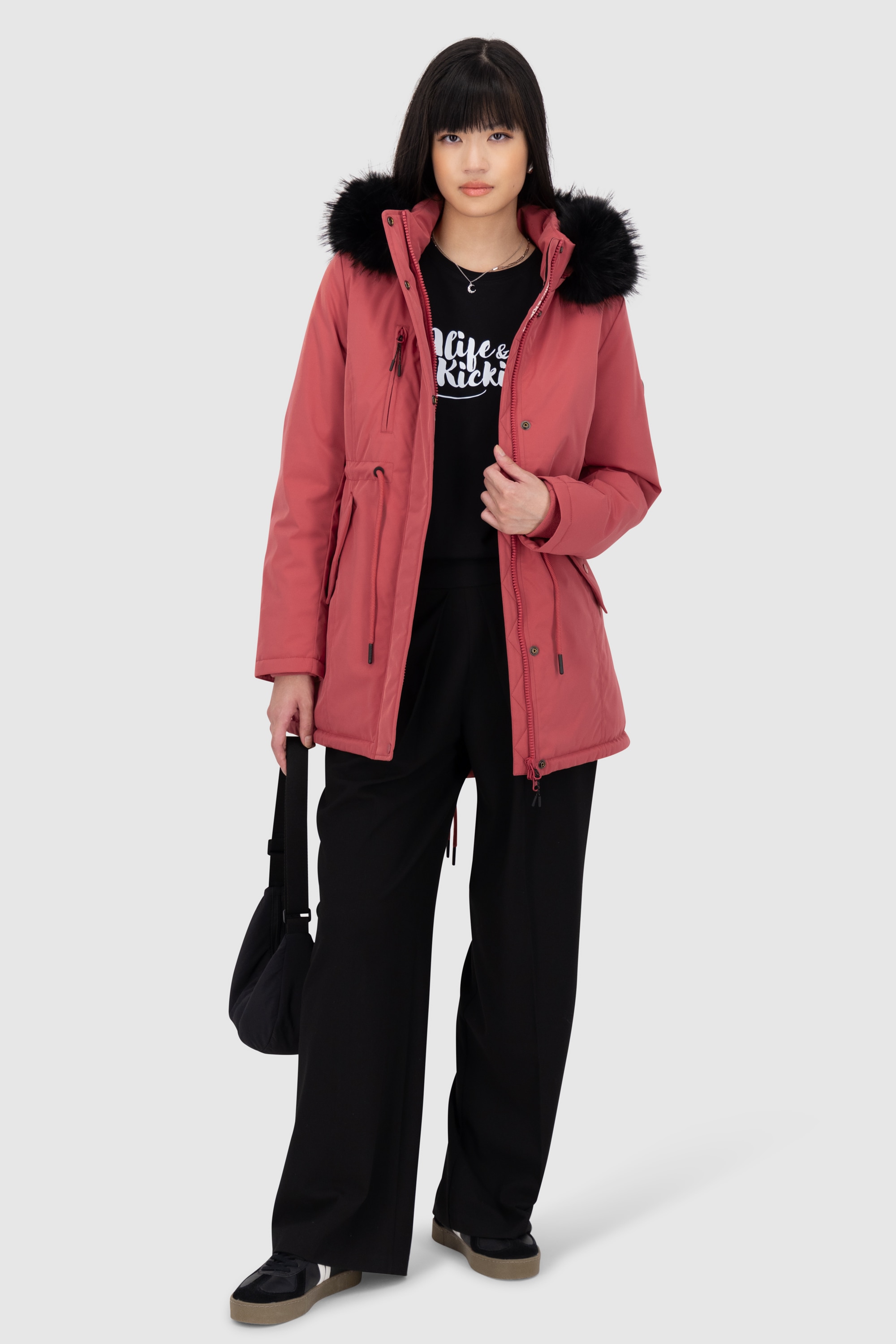 Alife & Kickin Winterjacke »Damen KierseyAK A«, Kurzer Mantel mit weichem Teddy-Innenfutter und abnehmbarer Kapuze