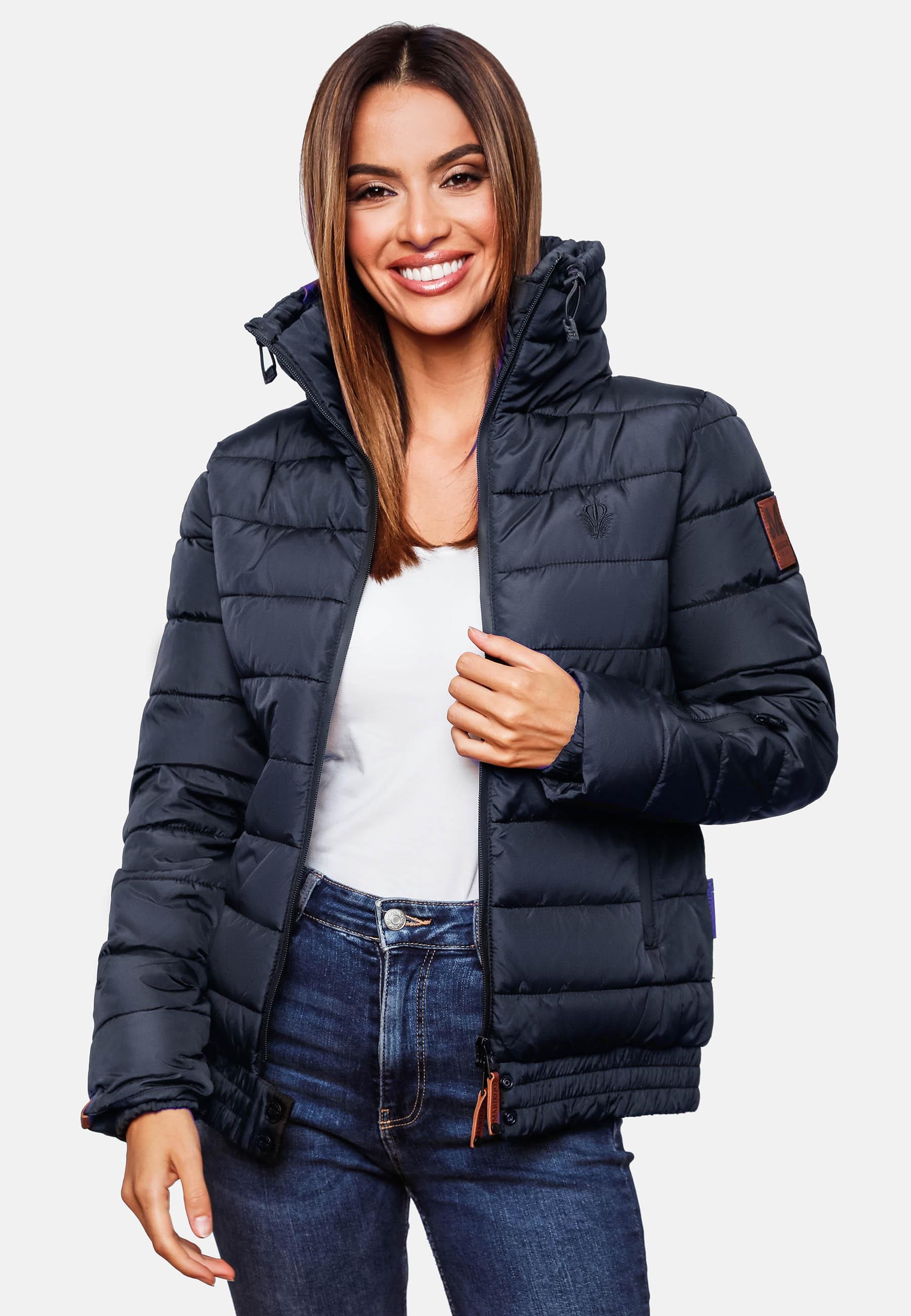 mit Winterjacke BAUR hohem Marikoo bestellen Steppjacke Kapuze, für Kragen Damen ohne | »Poison«, stylische