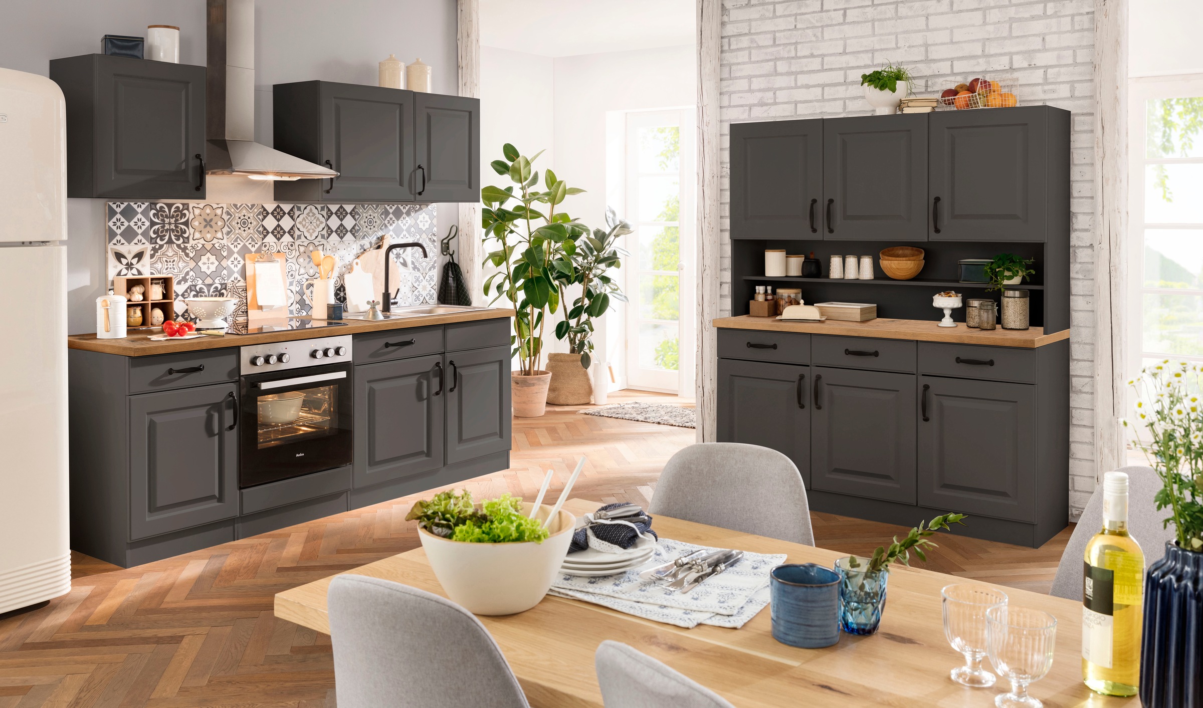 wiho Küchen Küchenzeile "Erla, TOPSELLER" ohne E-Geräte, Breite 220 cm günstig online kaufen