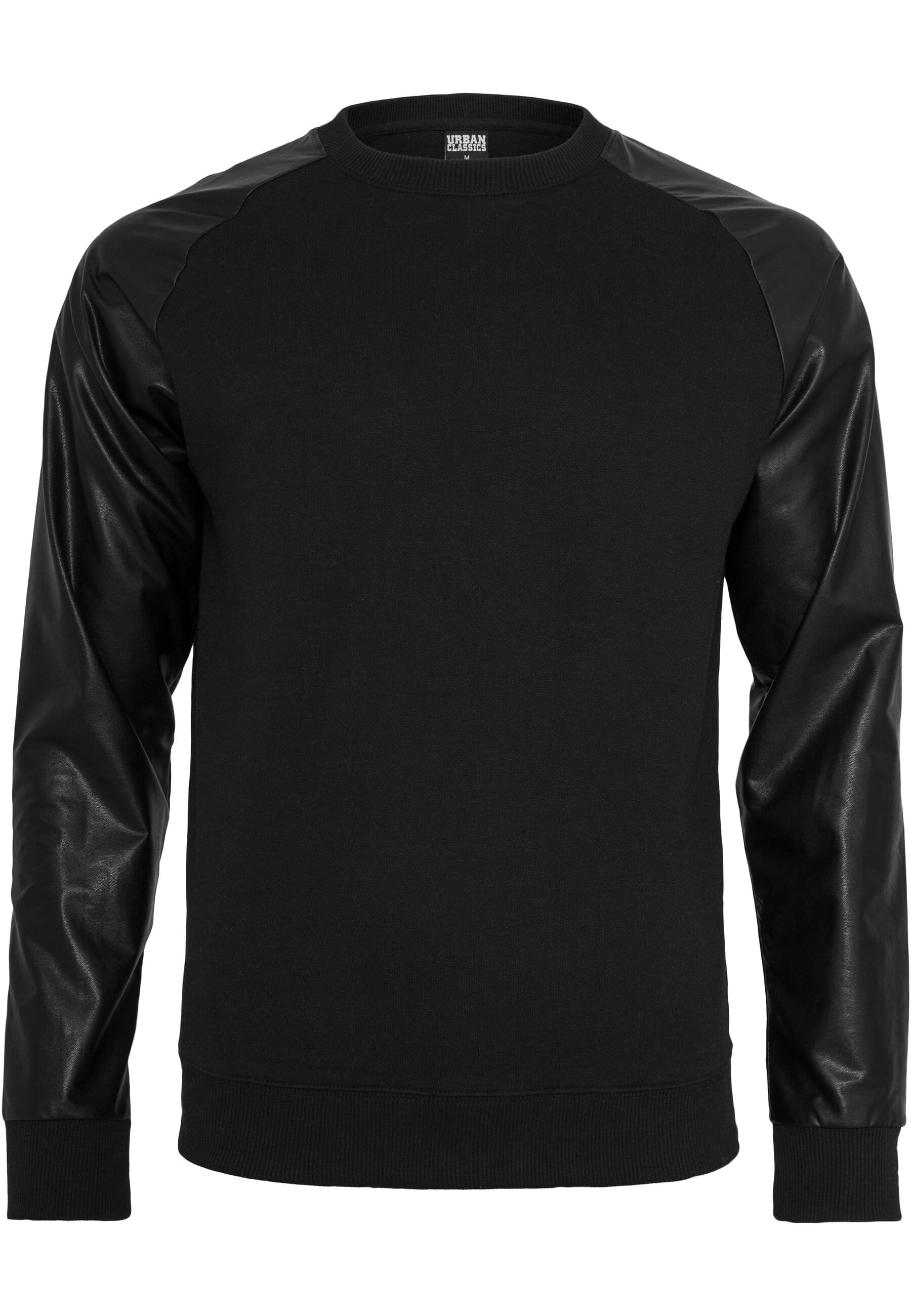 URBAN CLASSICS Rundhalspullover "Urban Classics Herren Raglan Leather Imitation Crew"