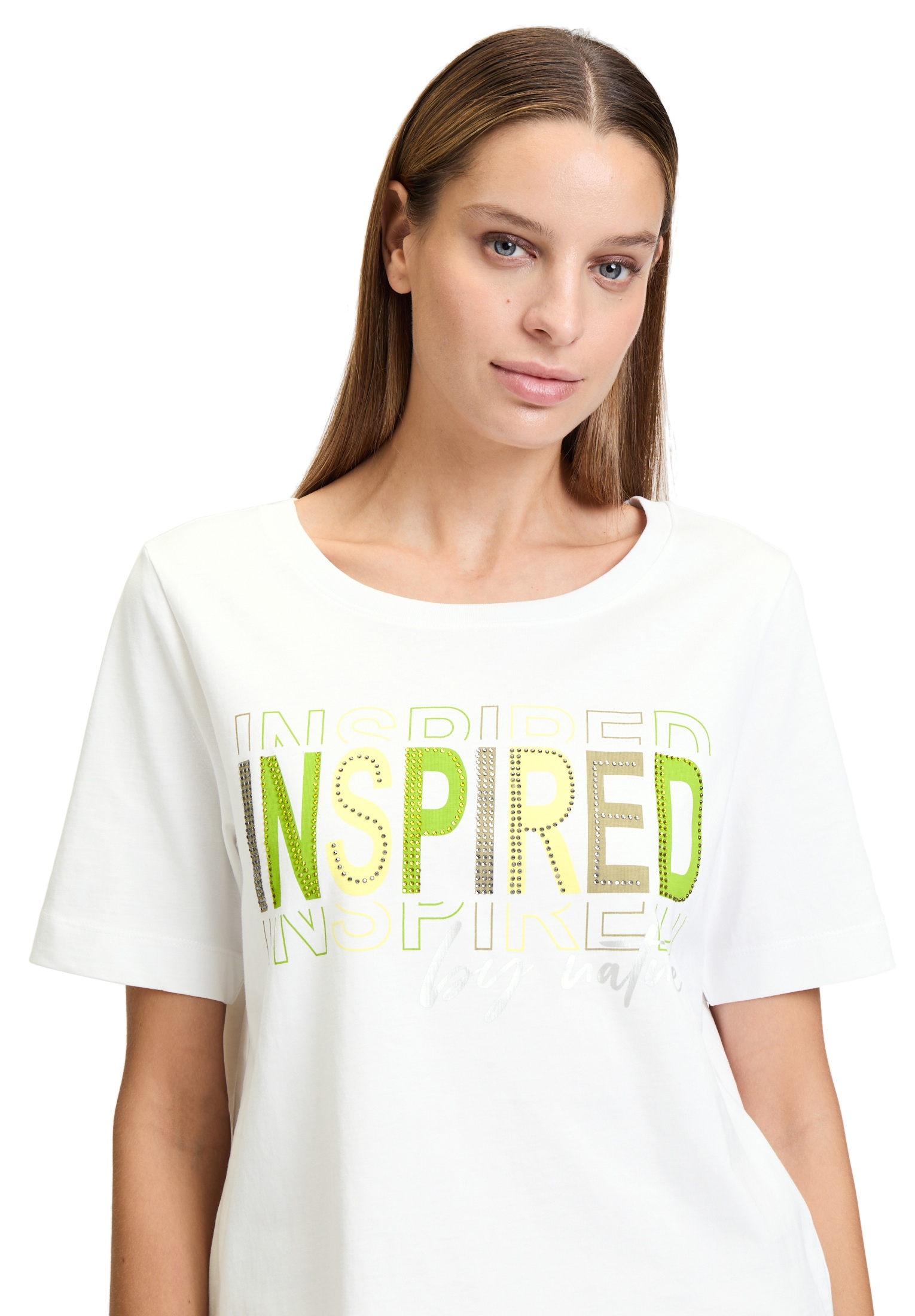 Betty Barclay Kurzarmshirt »Betty Barclay Basic Shirt mit Aufdruck«, (1 tlg.), Glitzersteine