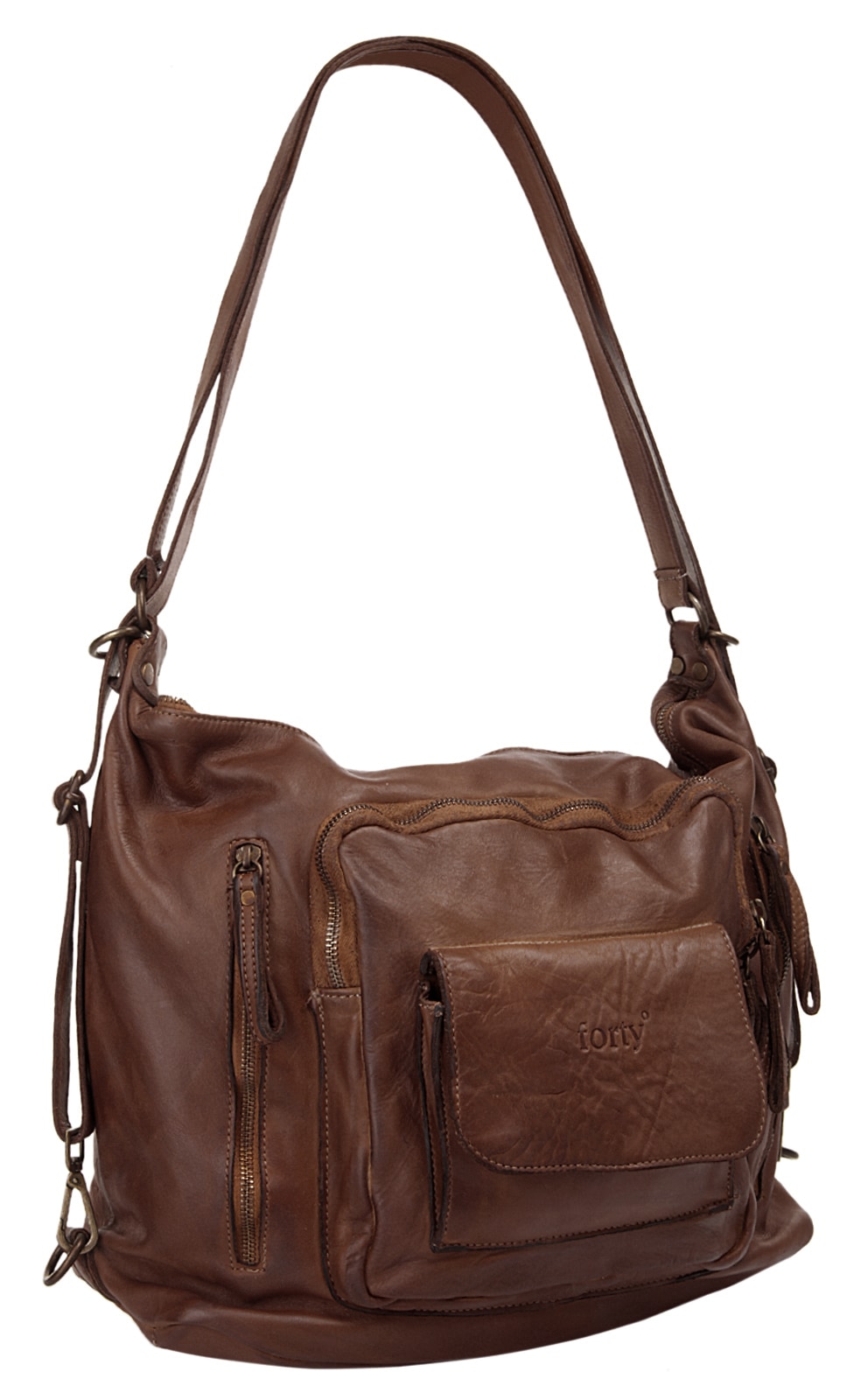 forty° Cityrucksack, echt Leder, Made in Italy
