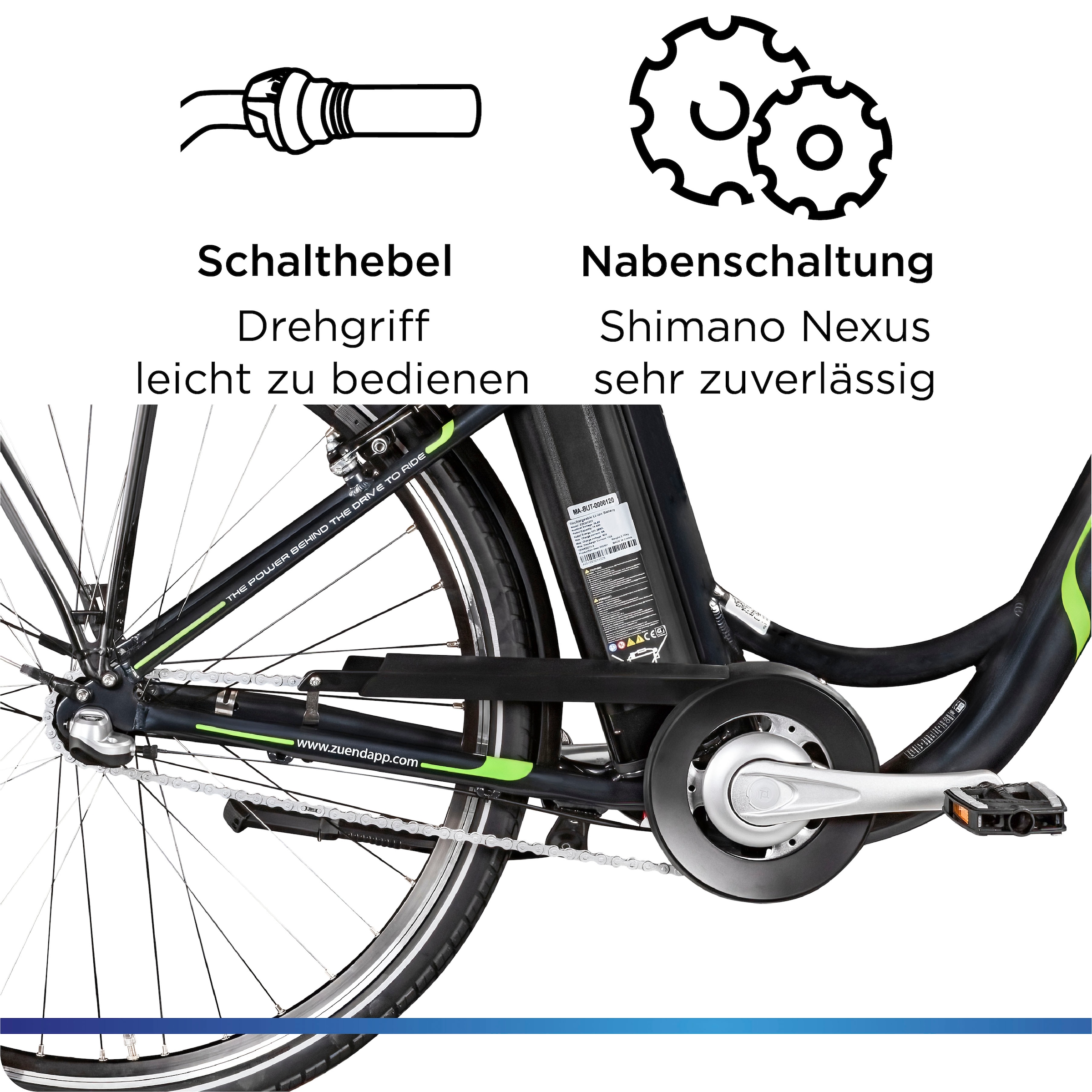 Zündapp E-Bike »Z510«, 3 Gang, Shimano, Nexus SC-3C41, Frontmotor 250 W, (mit Frontkorb), Pedelec, Elektrofahrrad für Damen u. Herren