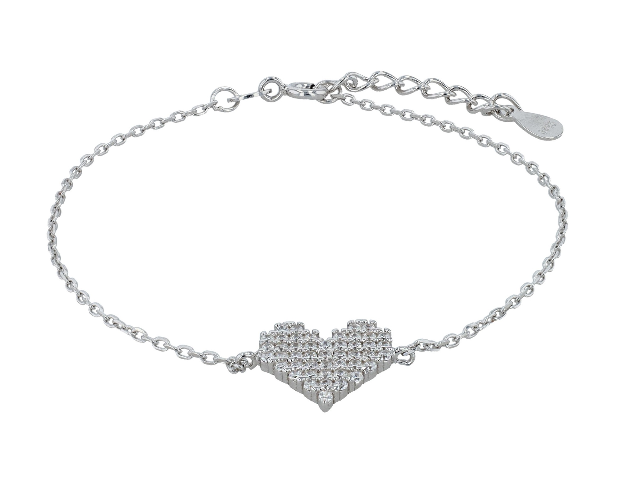 Adelia´s Armband »Damen Armband Herz aus 925 Silber mit Zirkonia 17+3 cm«