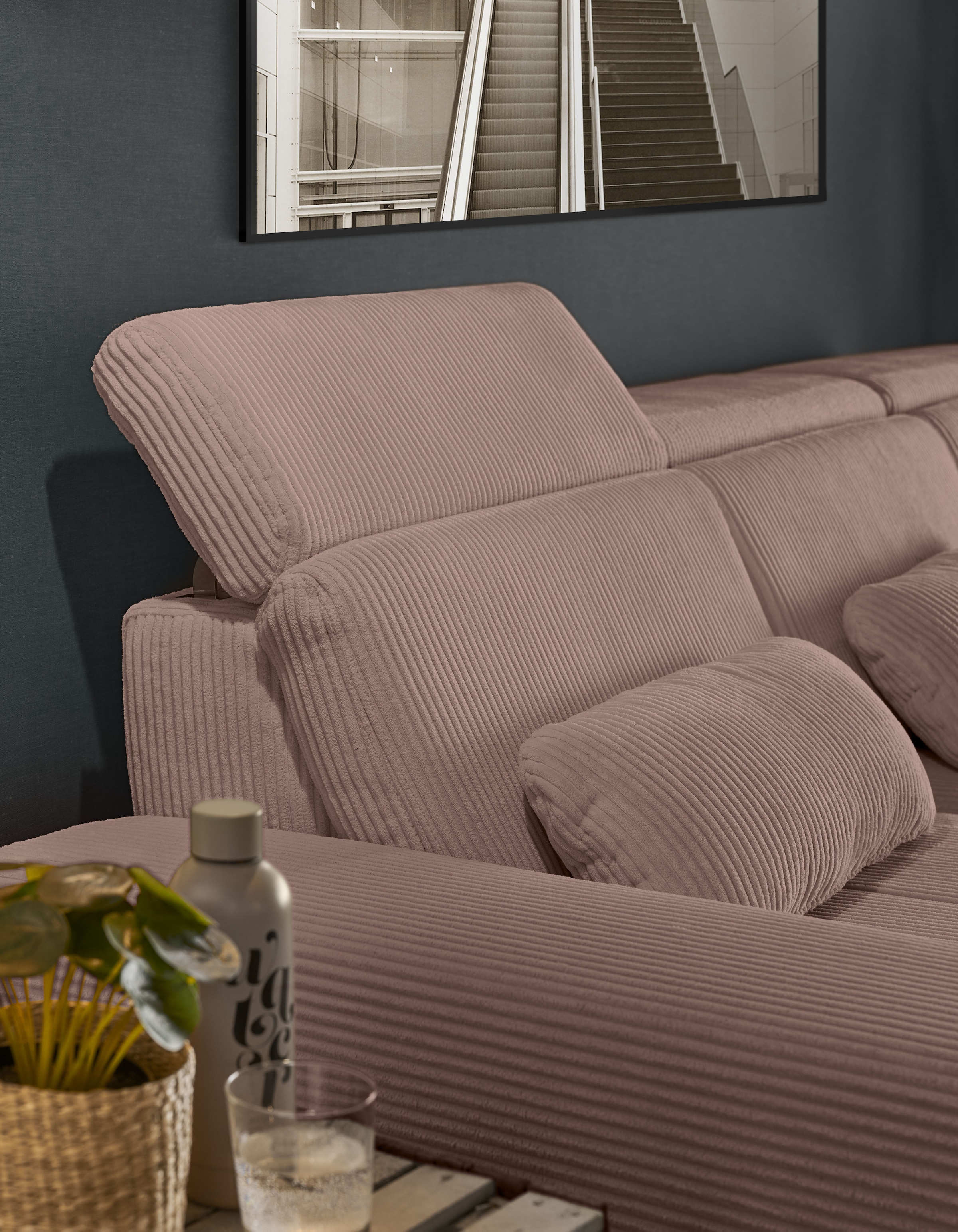 set one by Musterring Ecksofa »SO 3400«, mit Canape und verschiedenen Funktionen, Kaltschaum, B307 x T195 cm