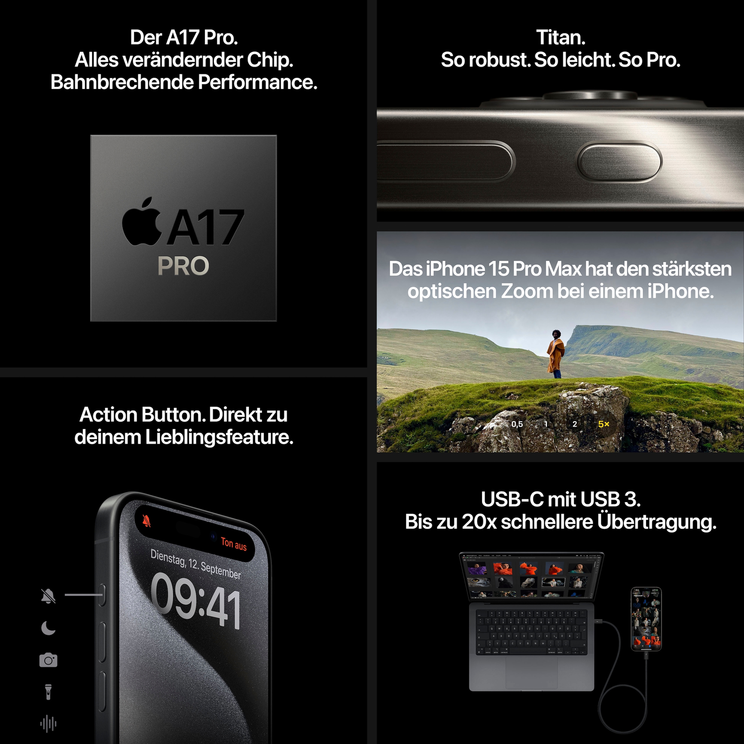 Apple Smartphone »iPhone 15 Pro 512GB«, white titanium, 15,5 cm/6,1 Zoll, 512  GB Speicherplatz, 48 MP Kamera | BAUR