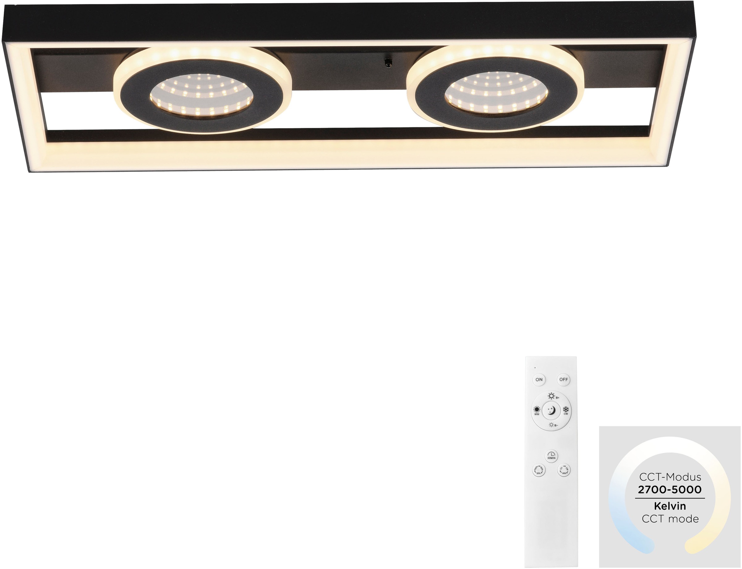 Paul Neuhaus Deckenleuchte »TRAFORO«, 1 flammig, Leuchtmittel LED-Board | LED fest integriert, CCT - über Fernbedienung, dimmbar über Fernbedienung, Memory