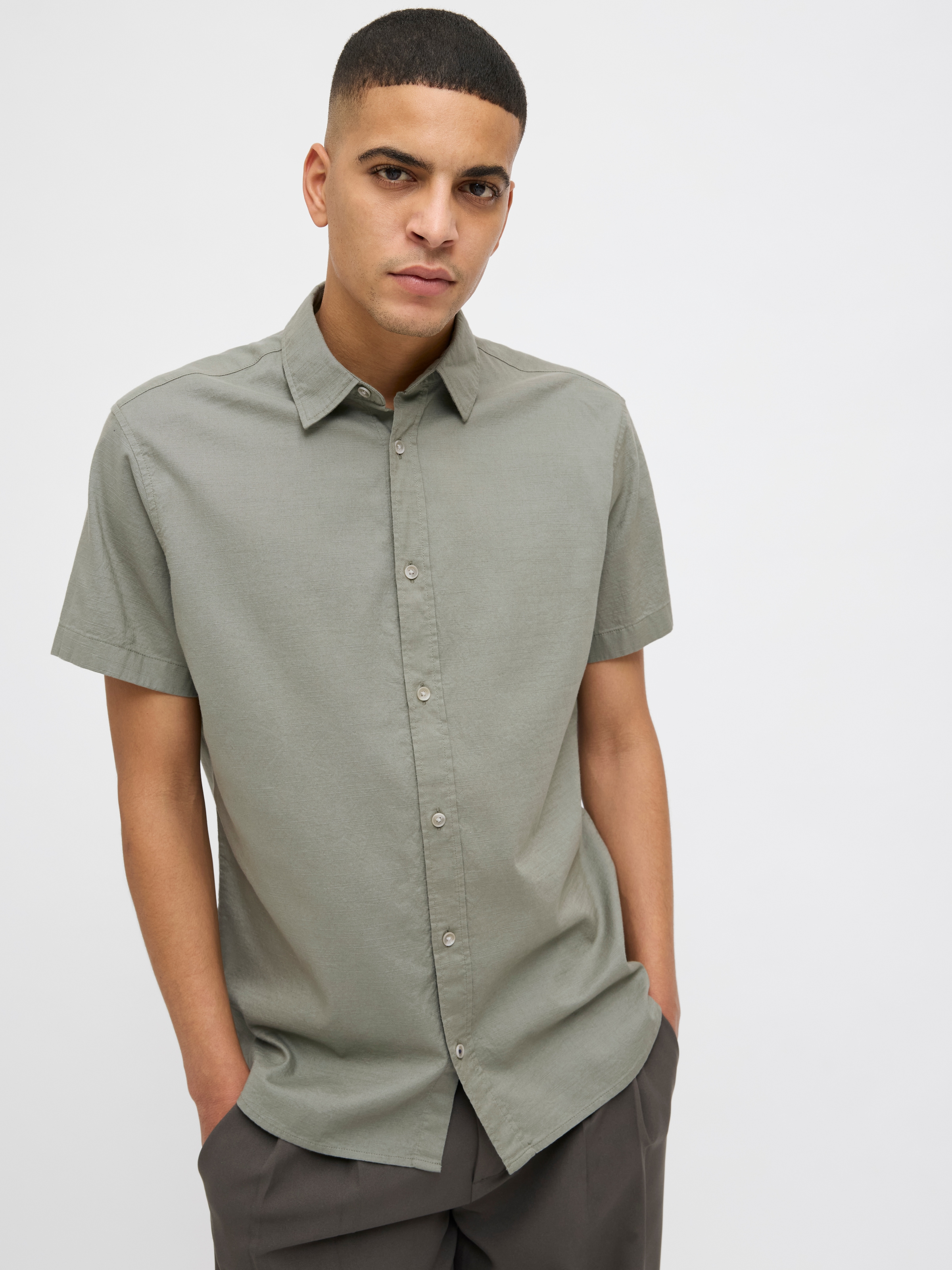 Jack & Jones Kurzarmhemd »JJPIERRE SLUB SHIRT SS«