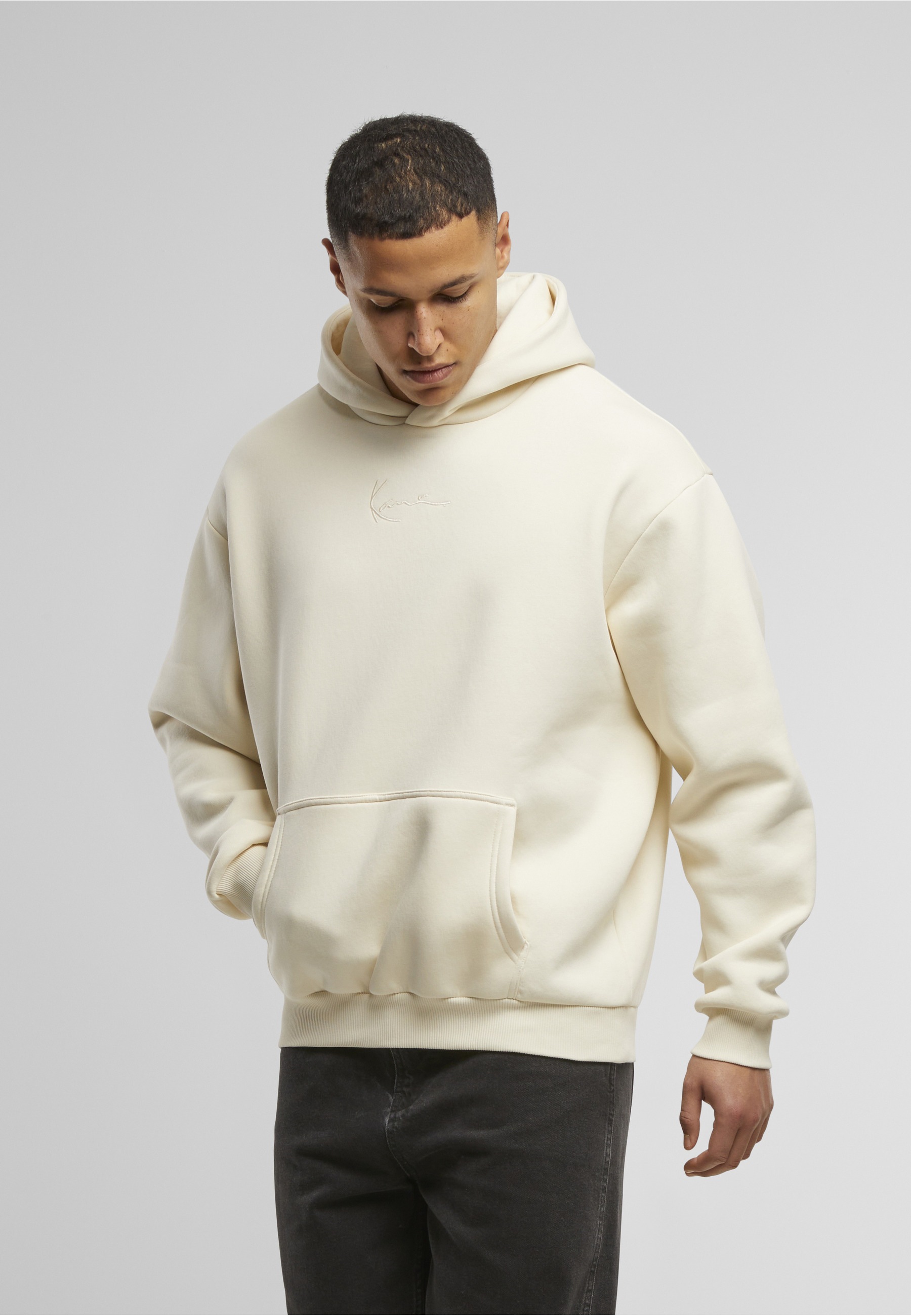 Kapuzenpullover KARL KANI "Karl Kani Small Signature Essential Os Hoodie", Herren, Gr. M, sanftes weiß, 65% Baumwolle, 35% Polyester, mehrfarbig, oversize, ohne Ausschnitt, Pullover Kapuzenpullover 2