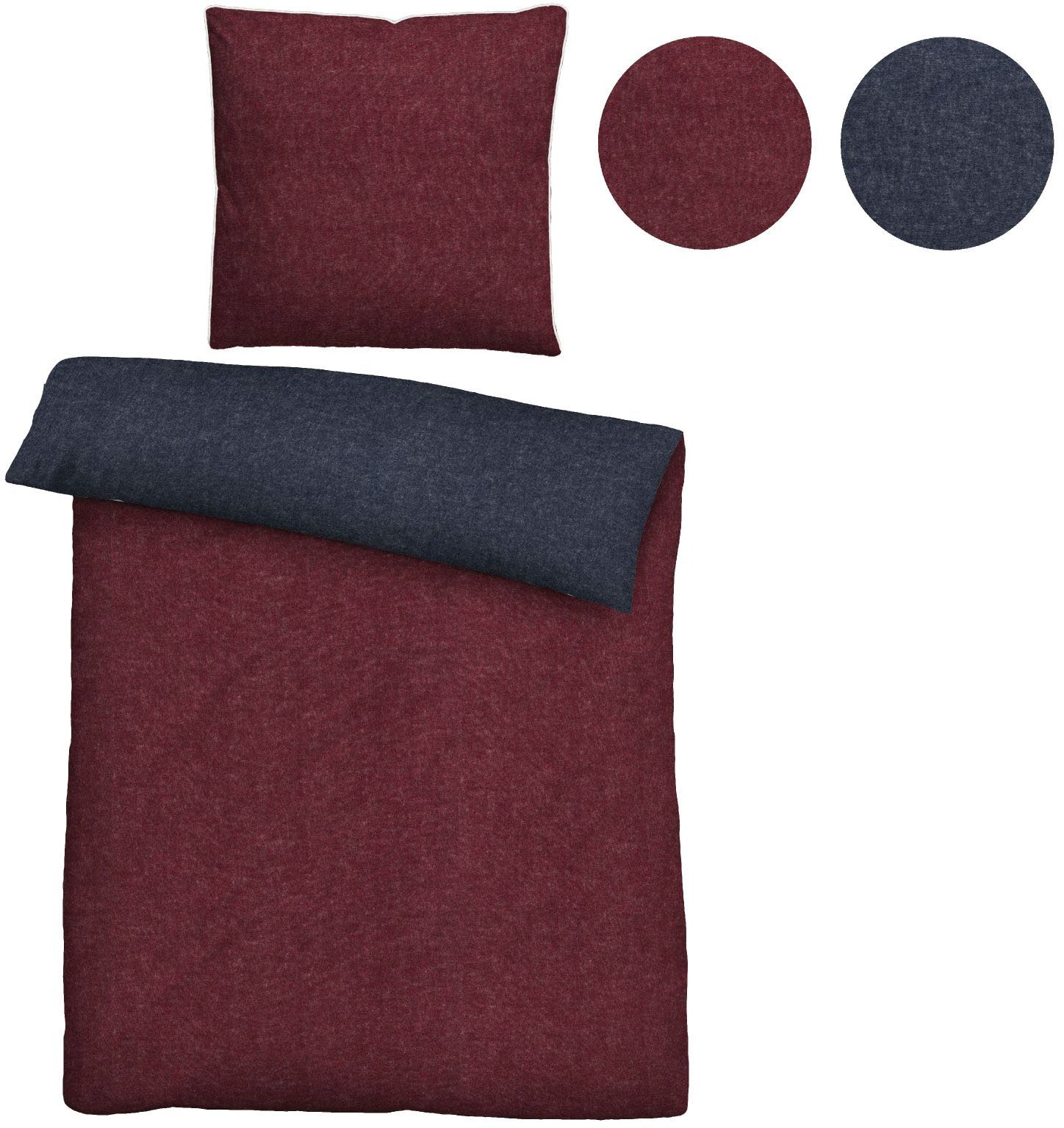 Thumbnail - Biberna Wendebettwäsche "Hermal", aus weicher, wohlig warmer Flanell (Biber) Qualität in Melange Optik, aus 100% Baumwol...