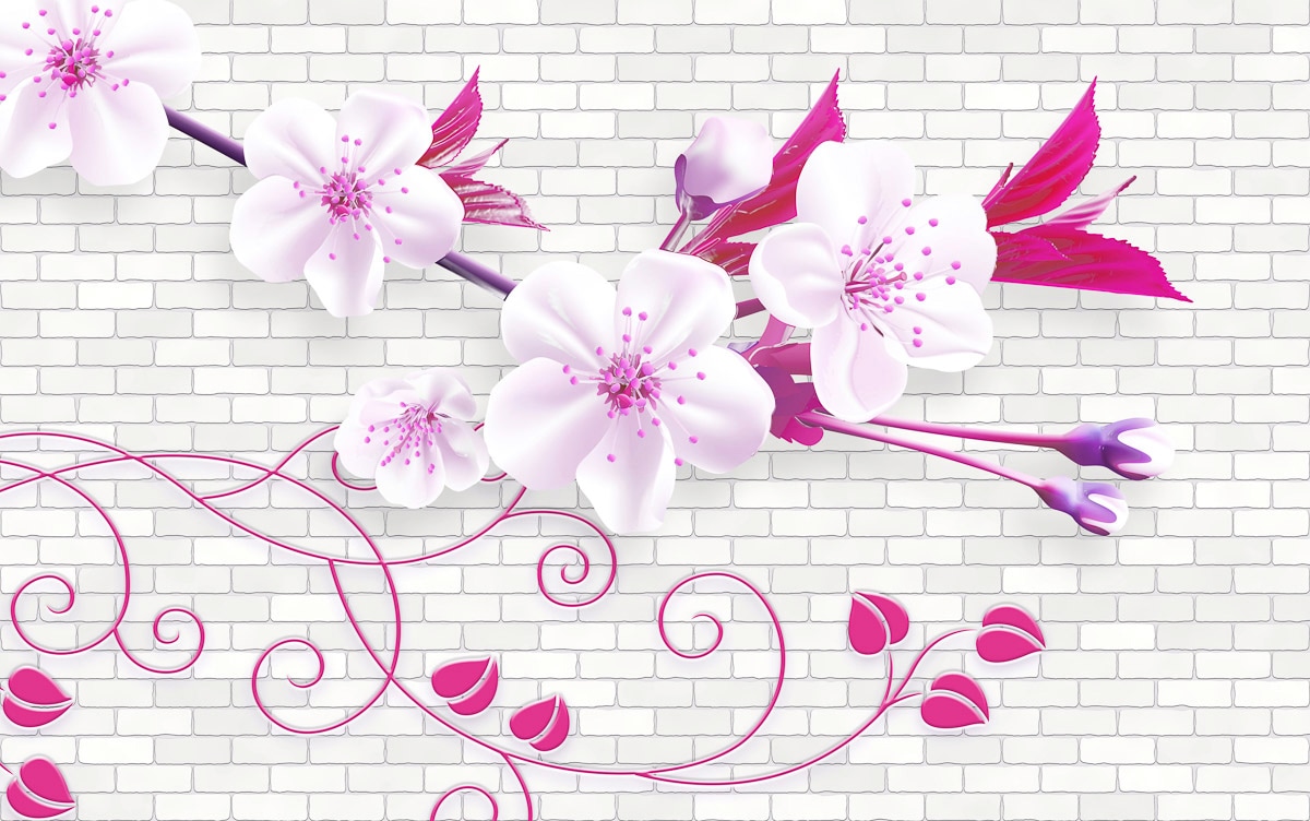 Fototapete PAPERMOON "Muster mit Blumen", bunt, B:5m L:2,8m, Vlies, Tapeten - B/L: 5m x 2,8m, Bahnen: 10 Stk.