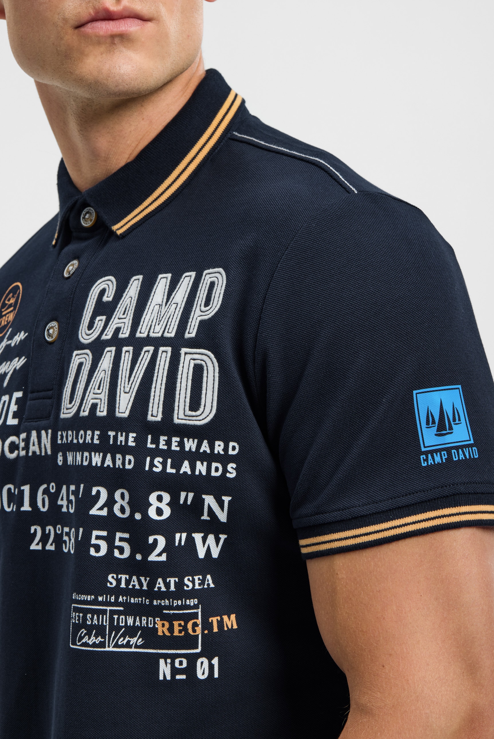 CAMP DAVID Poloshirt mit Seitenschlitze