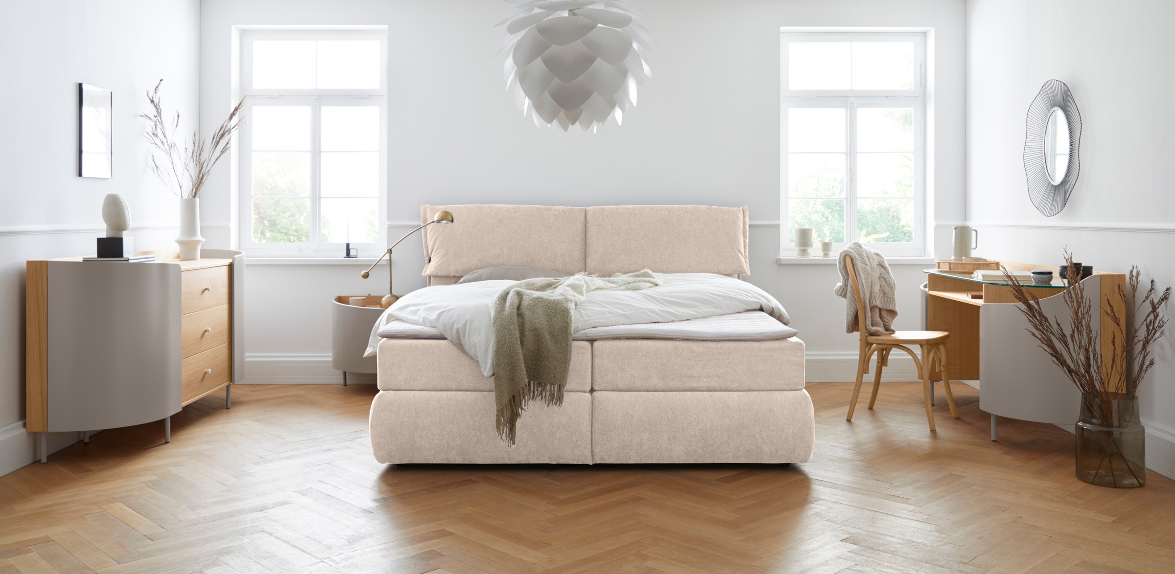 andas Boxspringbett »Jenson«, in 4 Farben, 4 Breiten, 3 Matratzenarten in 2 Härtegraden, Topper