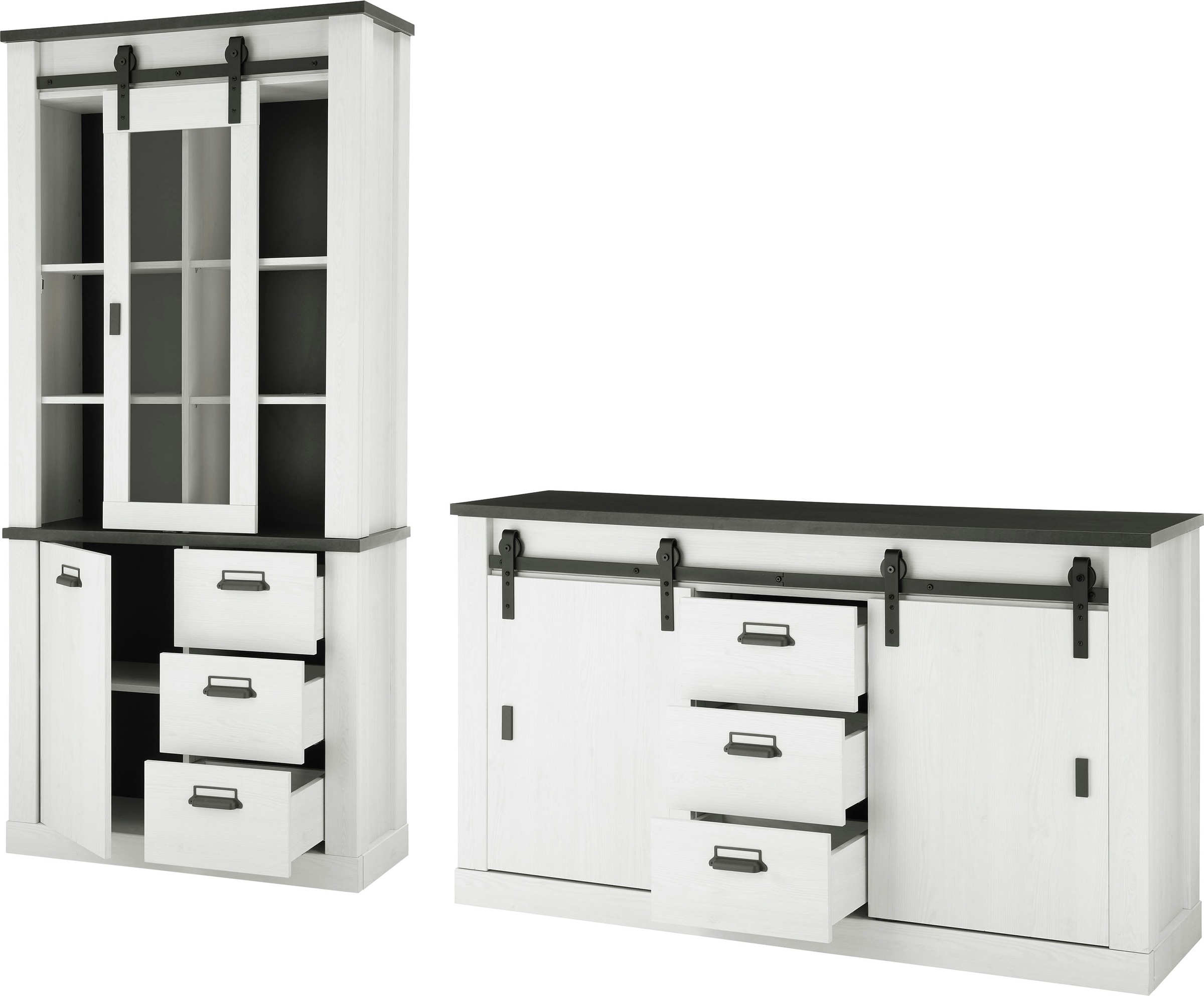 Home affaire Wohnwand "Sherwood, Anbauwand im Industrial-Style, Komplettset, Wohnzimmer-Set" 2 Stk. tlg.