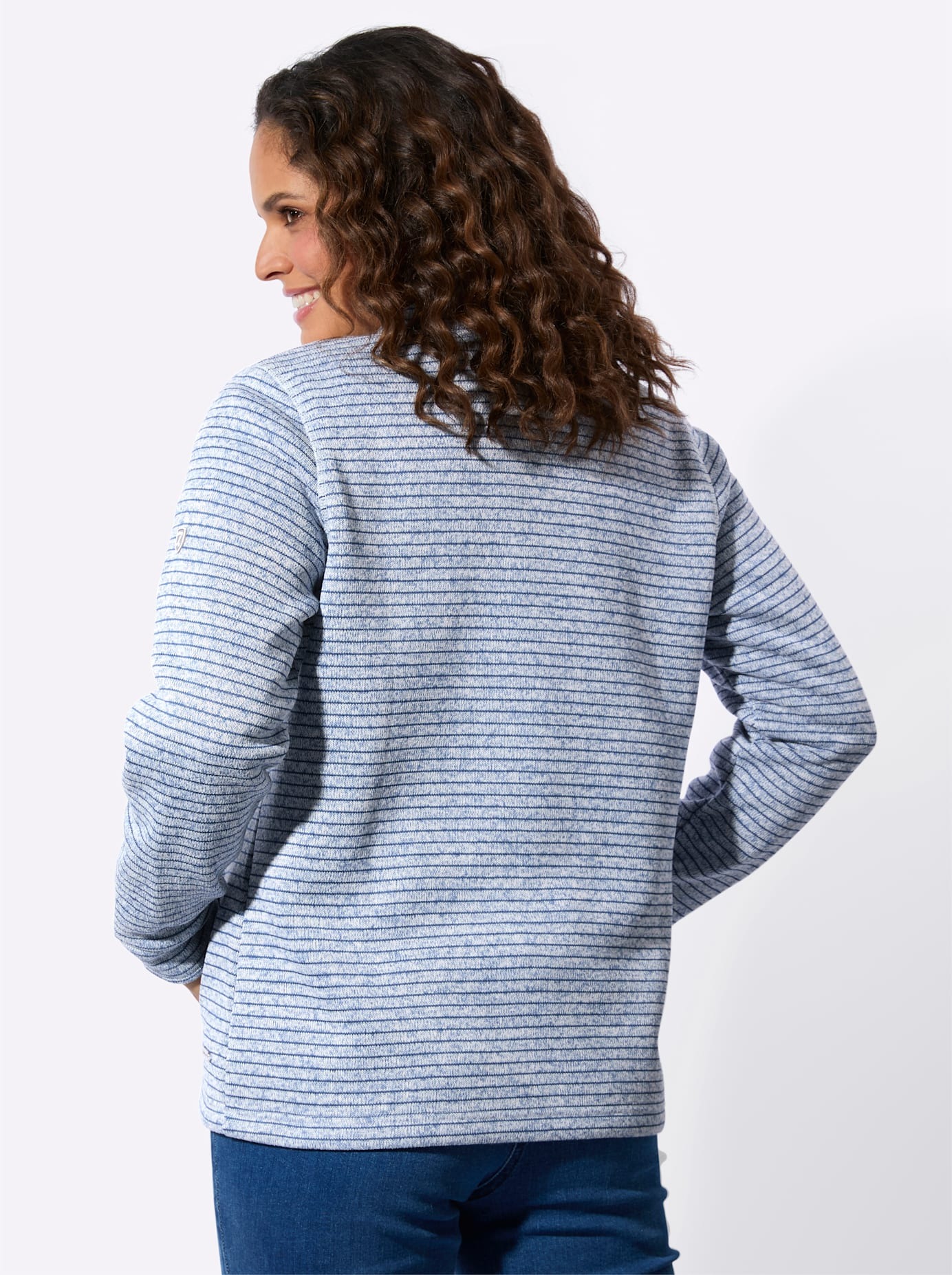 Fleecejacke CASUAL LOOKS, Damen, Gr. 40, jeansblau, meliert, 100% Polyester, Besatz:8% Elasthan, 92% Polyester, meliert, Jacken Fleecejacke 2