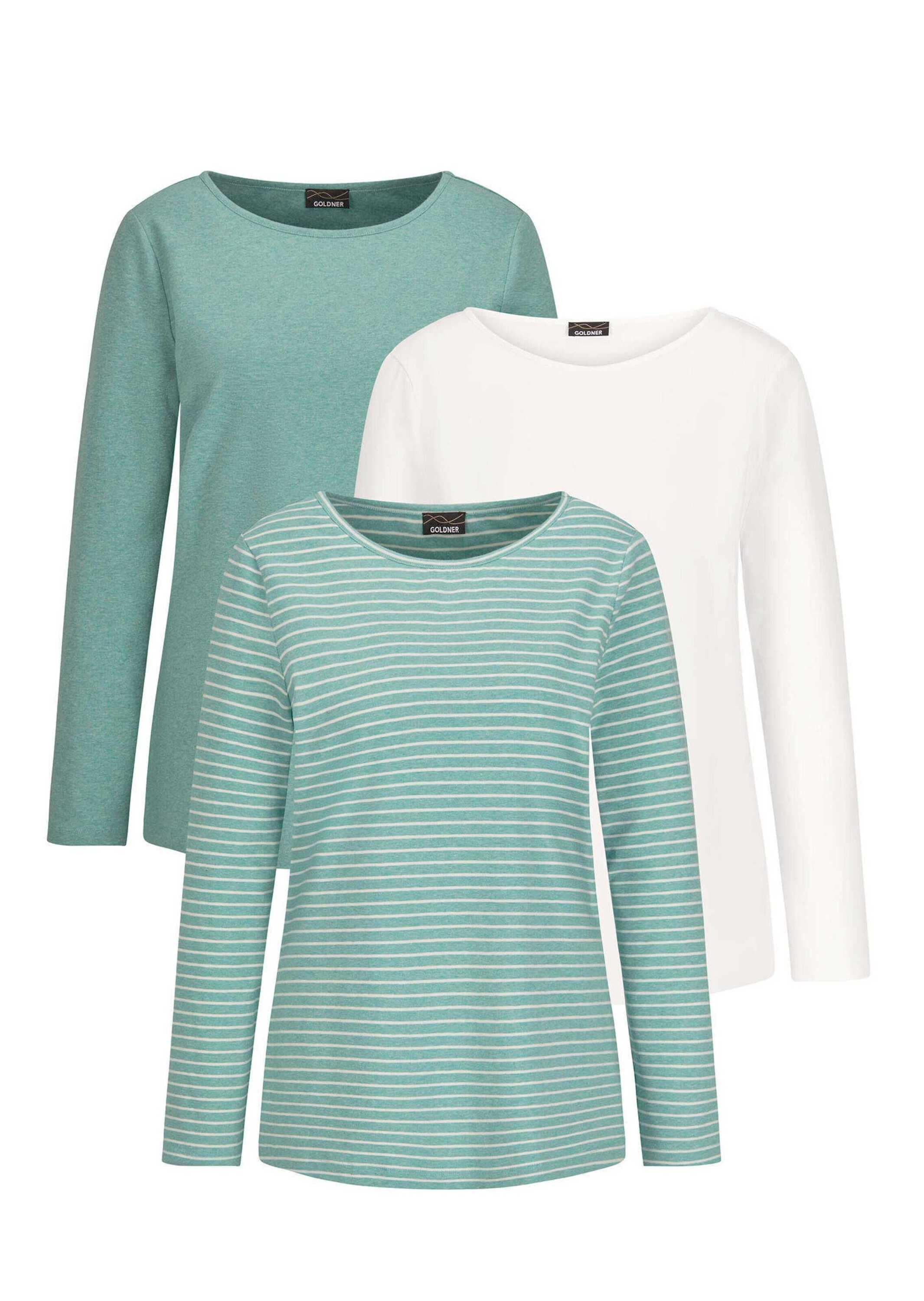GOLDNER Kurzarmshirt "Langarm 3er-Baumwollshirt-Set" günstig online kaufen
