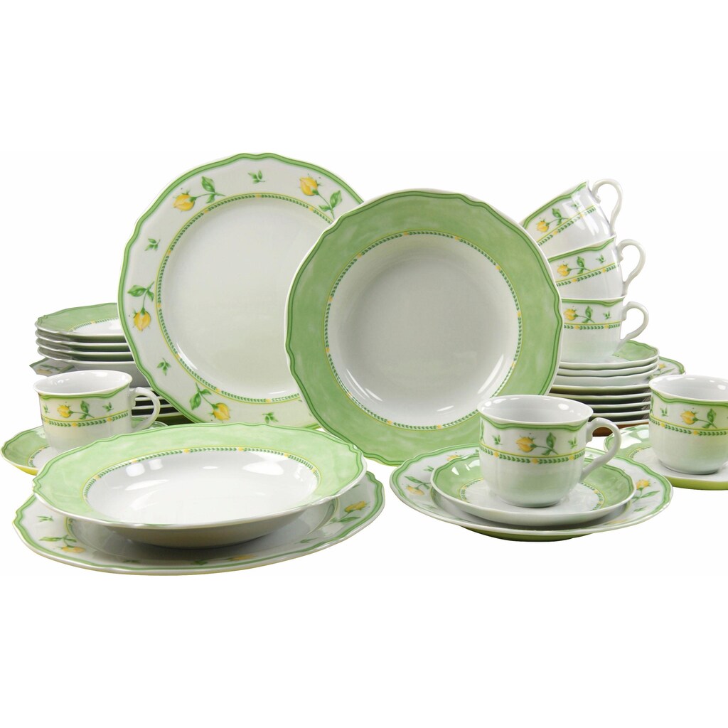 CreaTable Kombiservice »Spring Rose«, (Set, 30 tlg.), Mikrowellengeeignet