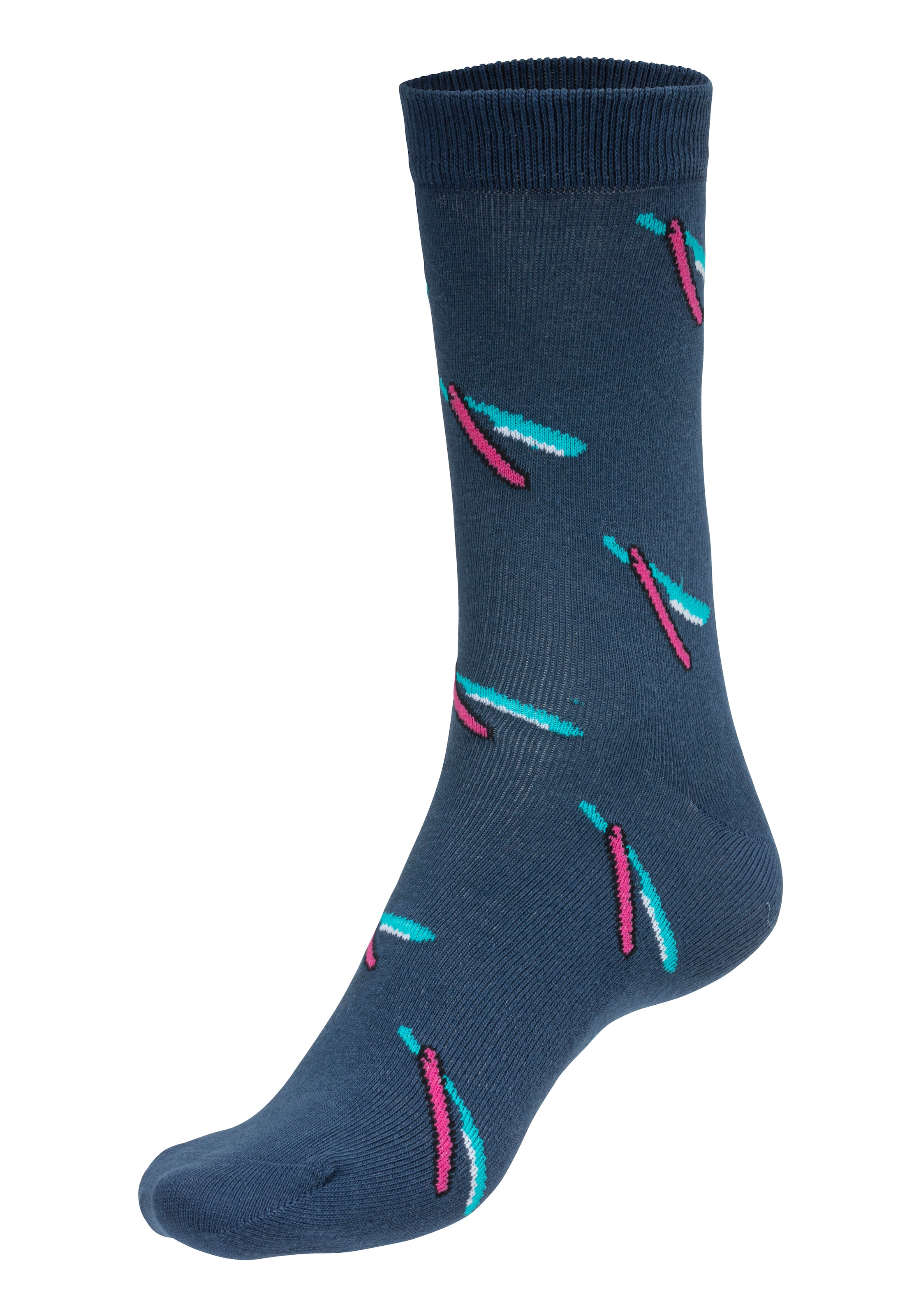 John Devin Socken, (Packung, 2 Paar), mit bunten eingestrickten Motiven