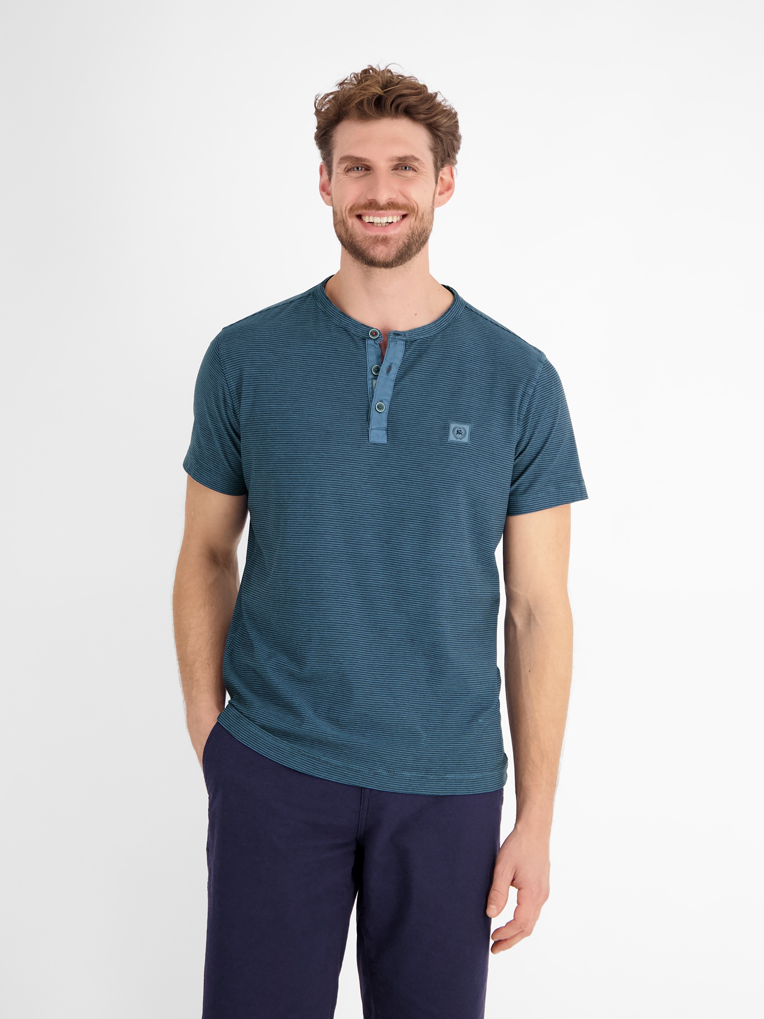 Thumbnail - LERROS Henleyshirt "LERROS Herren Serafino-Shirt, gestreift"