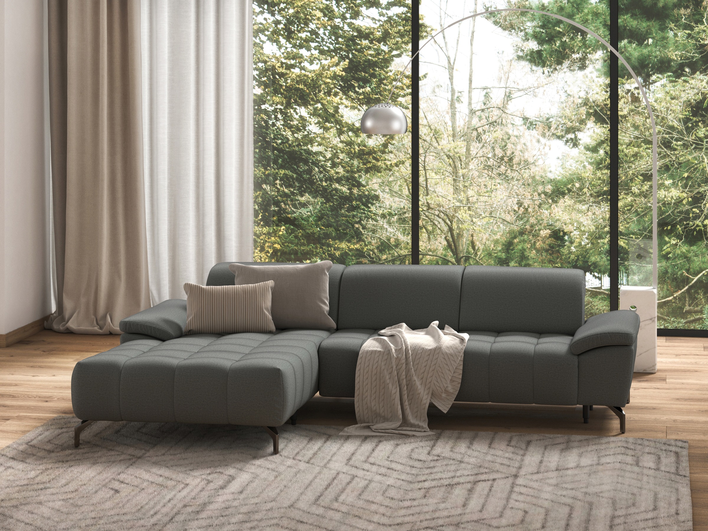 sit&more Ecksofa "Cool L-Form" wahlweise mit Kopfteilverstellung und Vorziehsitz, motorisch