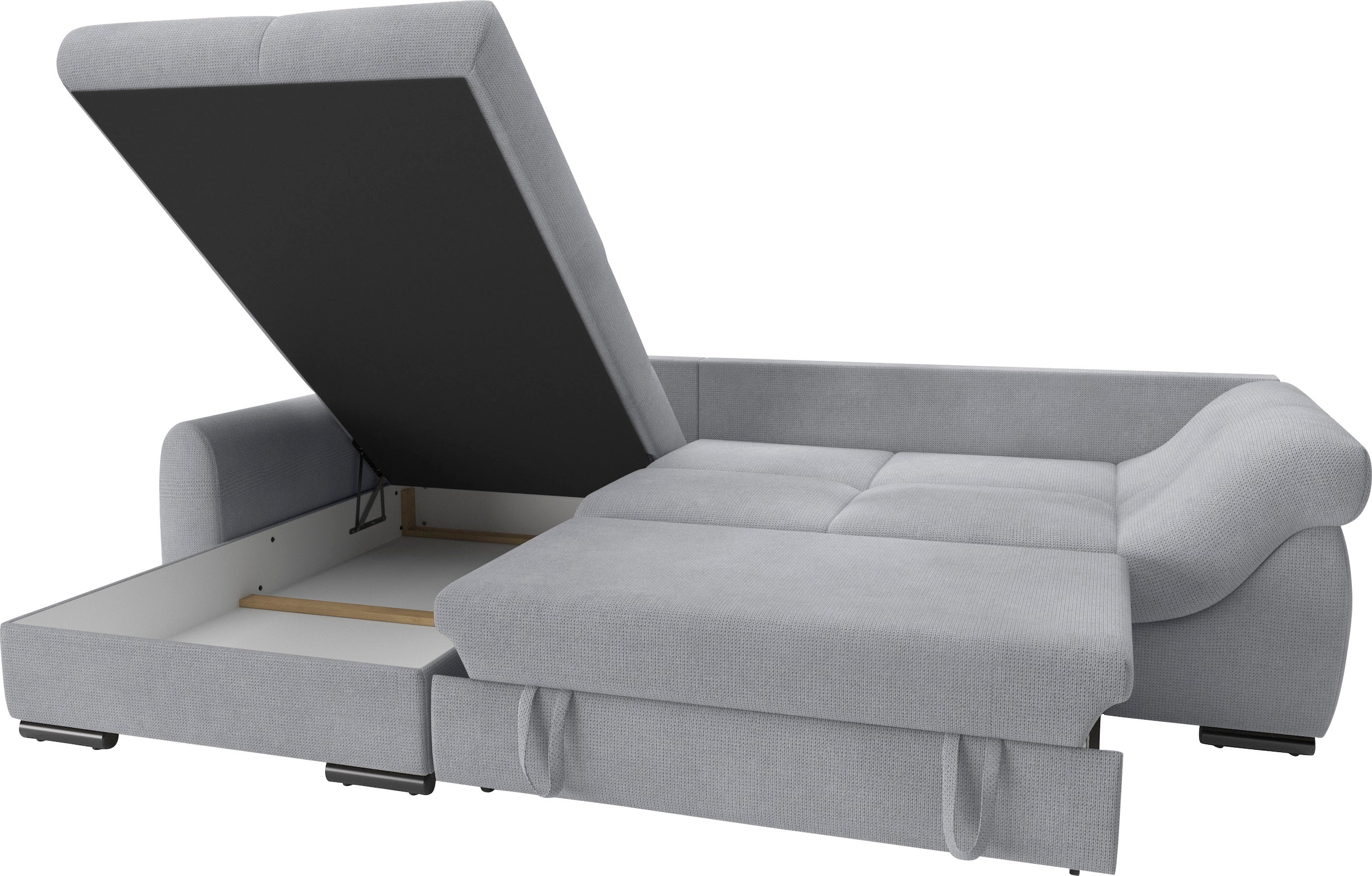 Mr. Couch Ecksofa »Livorno DuraFlex L-Form«, inkl. Hochschläfer-Bettauszug, XL-Bettkasten weiß beschichtet