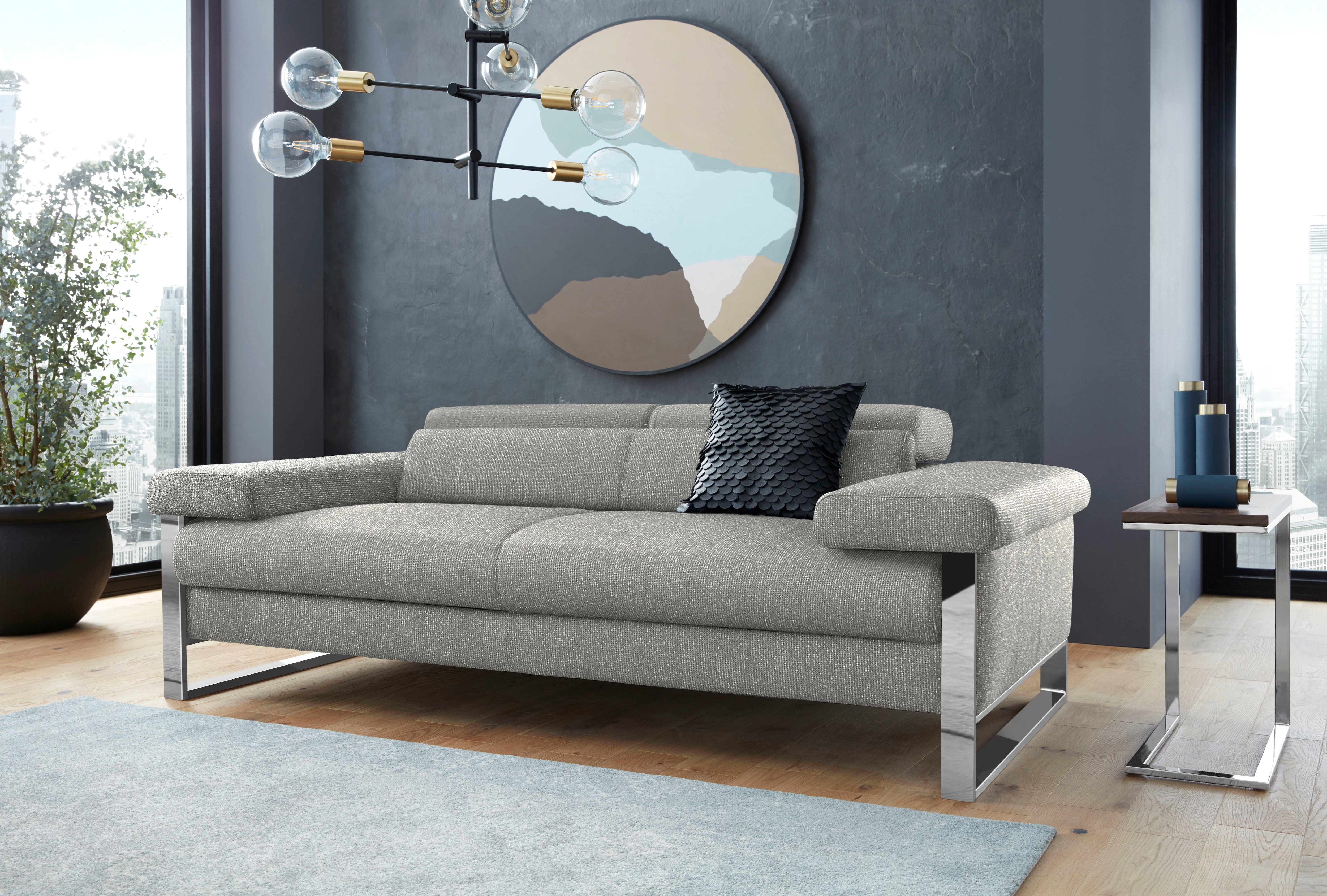 W.SCHILLIG 2-Sitzer "finn" German Design Award 2016, Fußgestell Chrom glänzend, Breite 210 cm
